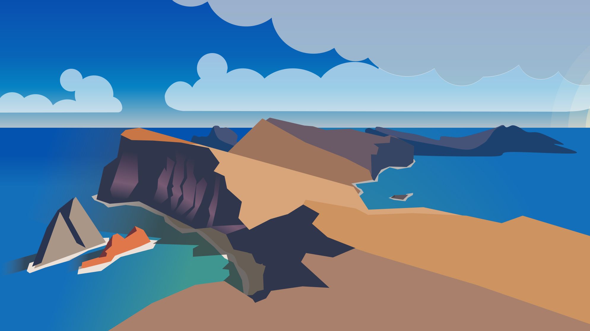 Sea Side Island Minimal, HD Artist, 4k Wallpaper, Image