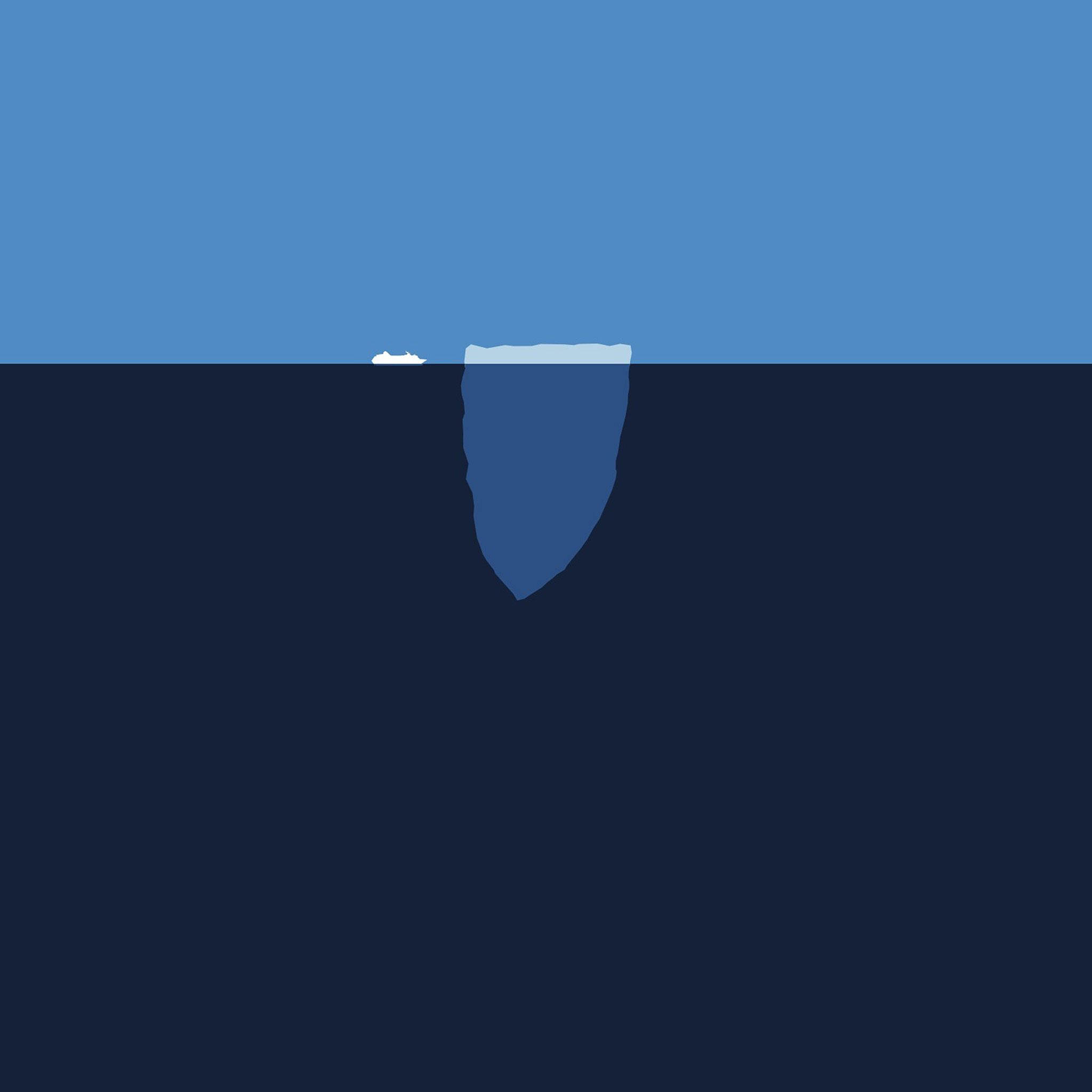 Minimal Sea Iceberg Blue Art Illust