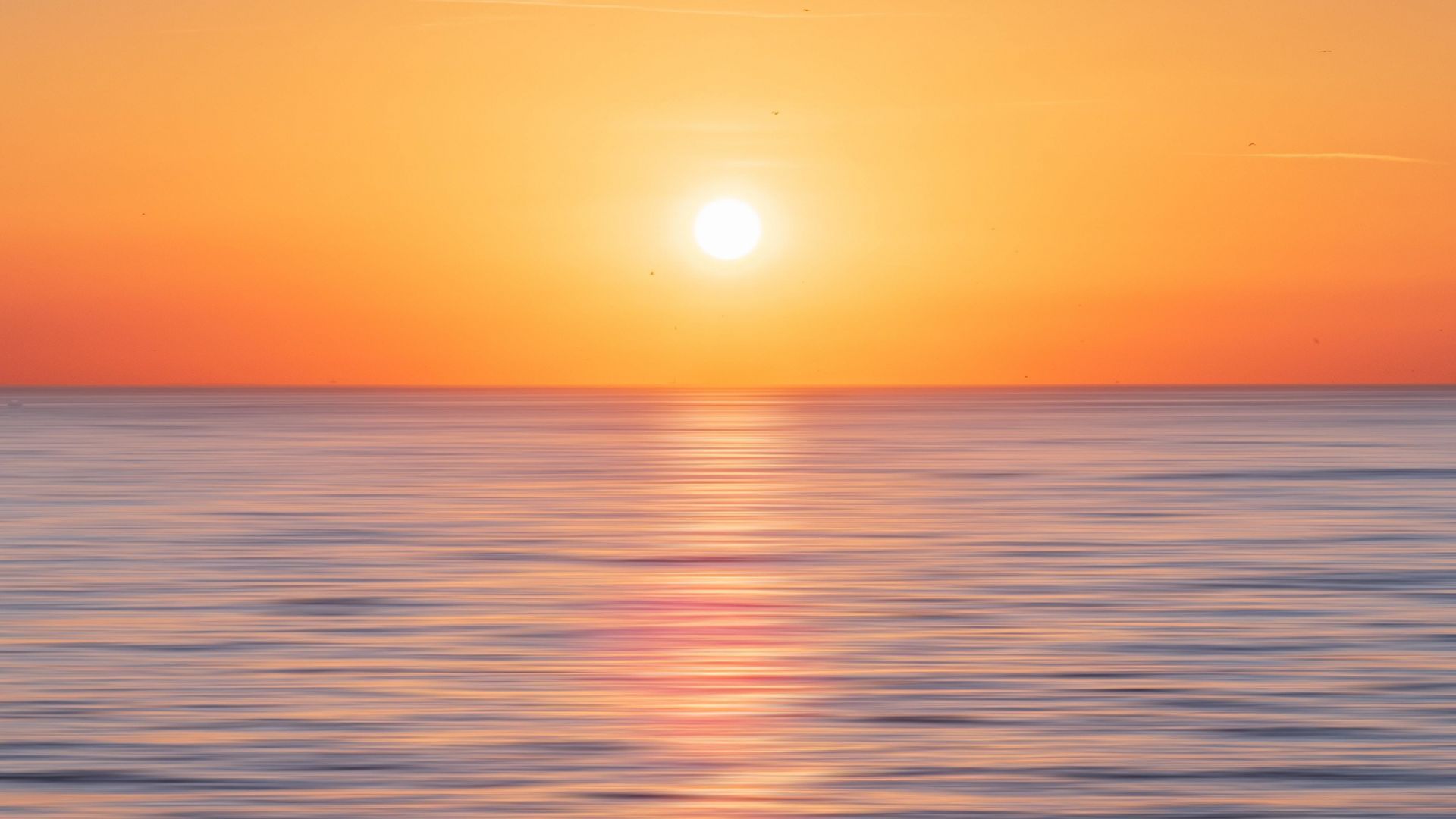 Desktop wallpaper blur, sea, sky, sunset, minimal, HD image