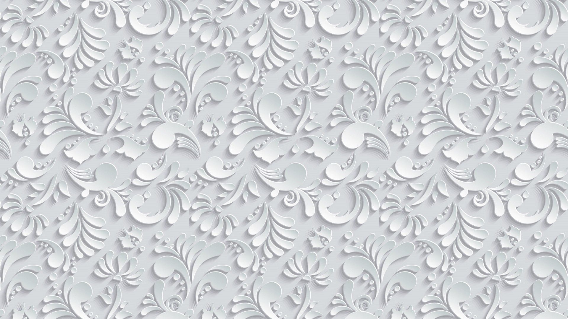 Vector Floral 3D Seamless Pattern on grey background