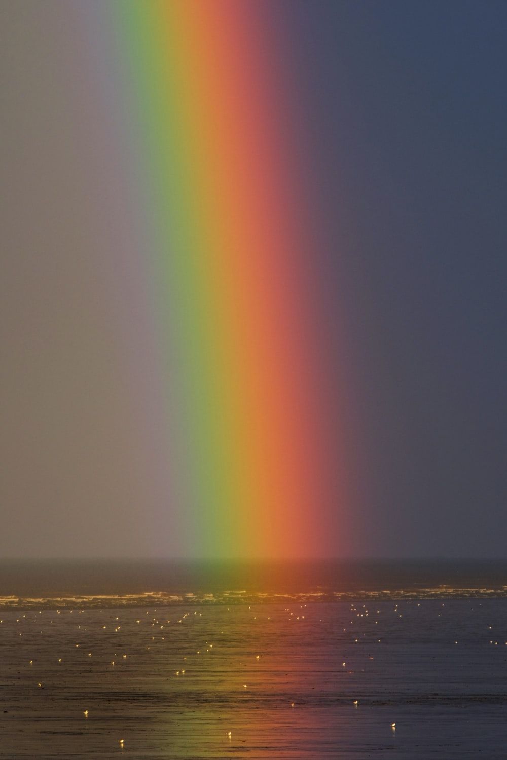 rainbow on body of water photo
