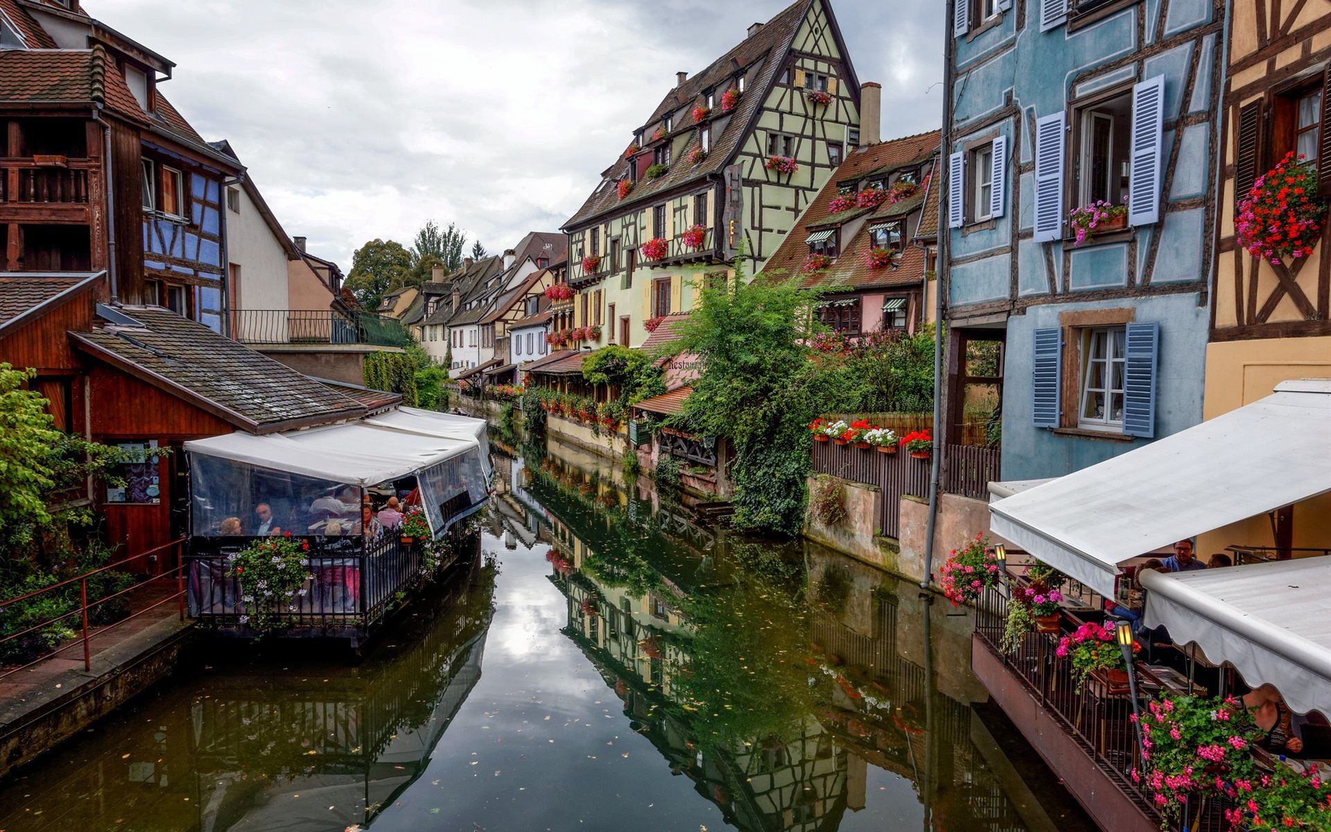 Wallpaper France, Colmar, town, cafe, river, houses 1920x1200 HD Picture, Image