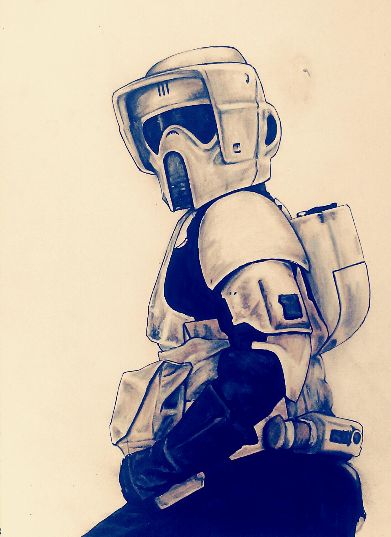 I drew a Scout Trooper for you Ewoks and Rebel scum out there