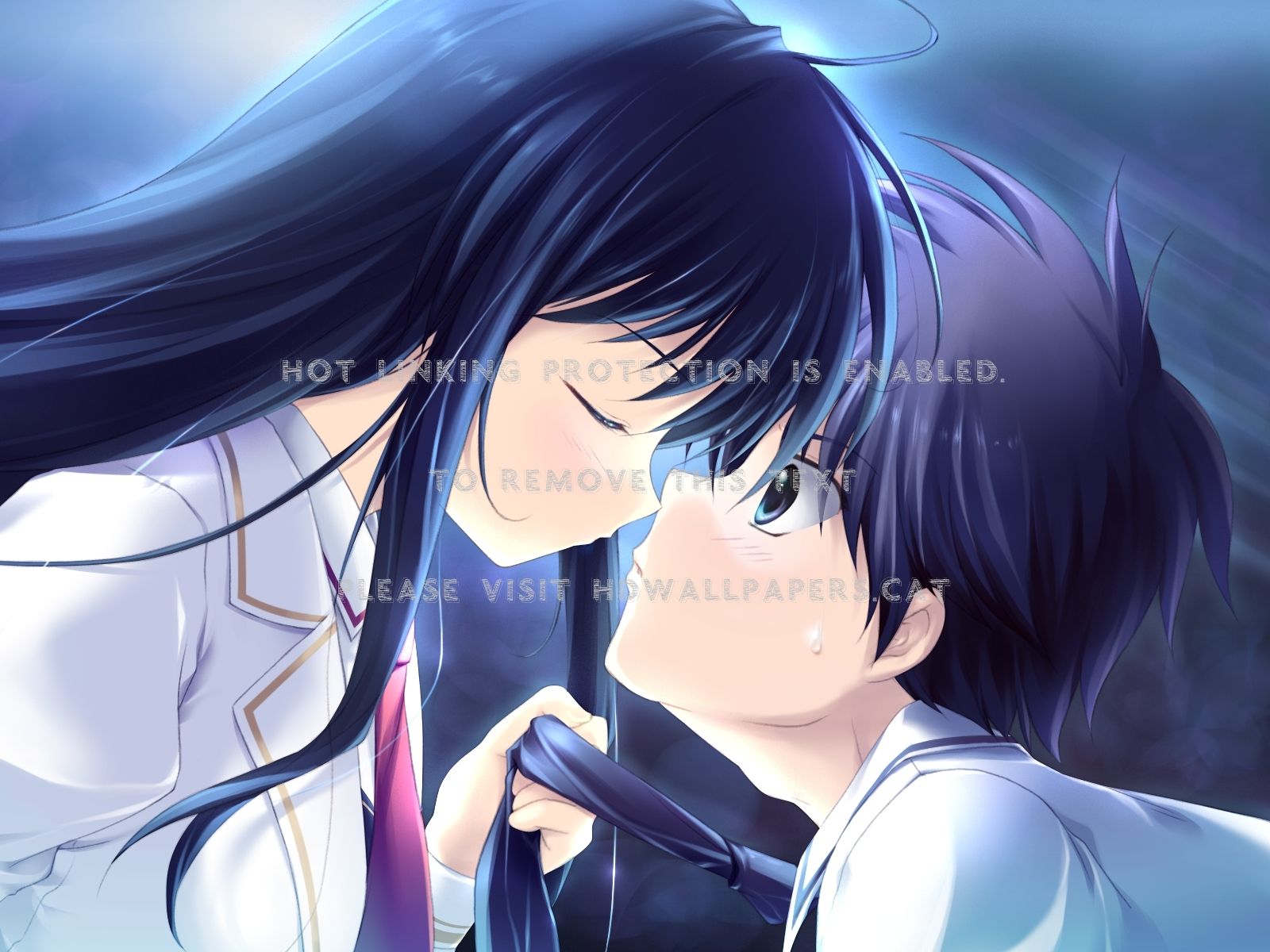 hot girl kising cute love anime