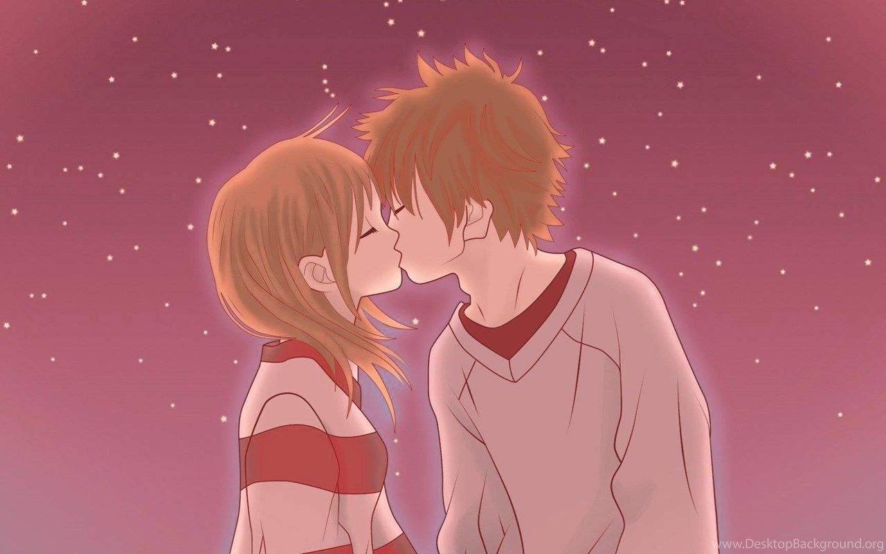 Anime Love Kissing Couple HD Wallpaper Desktop Background