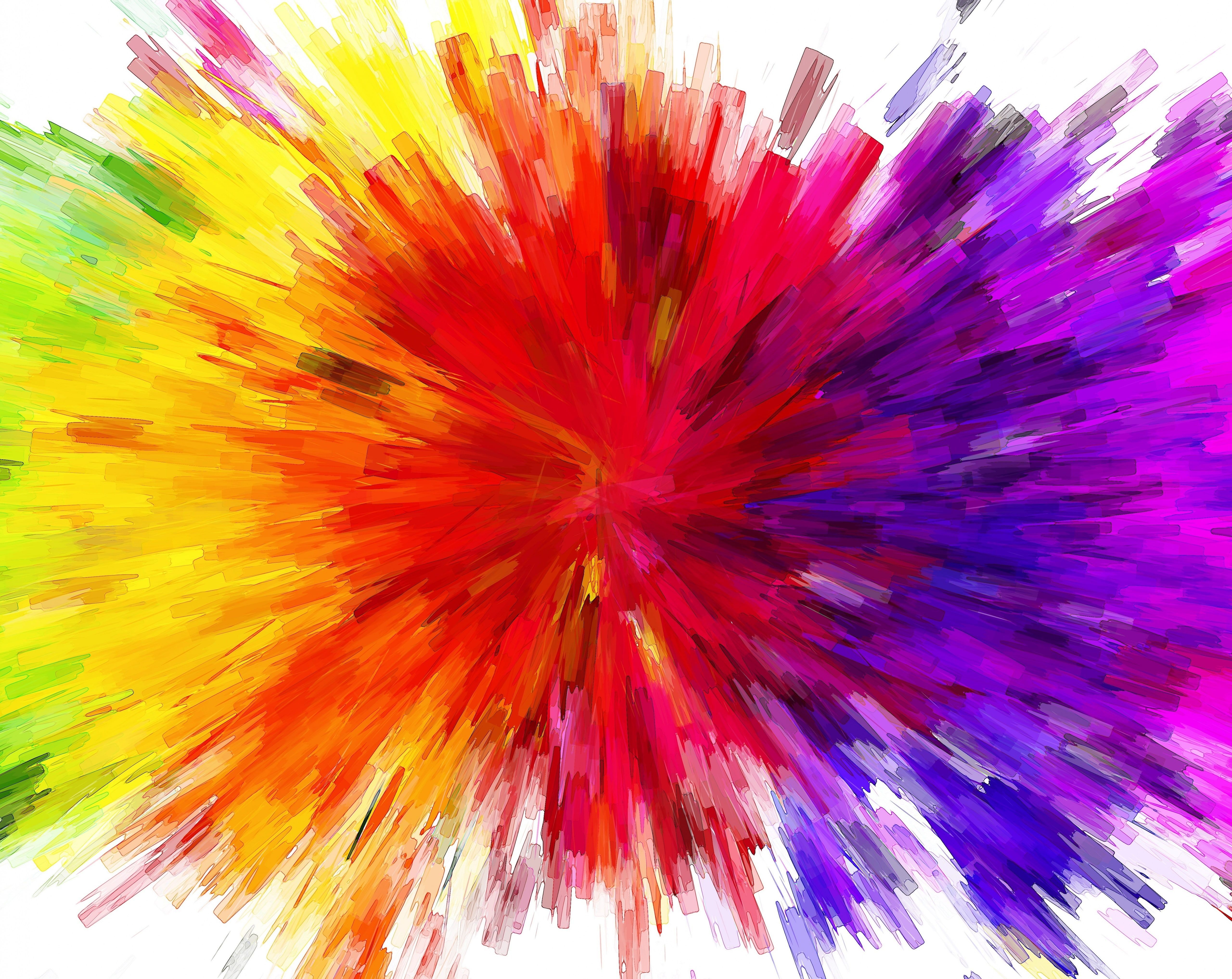 Color Burst Painting HD Wallpaper, red and multicolored abstract