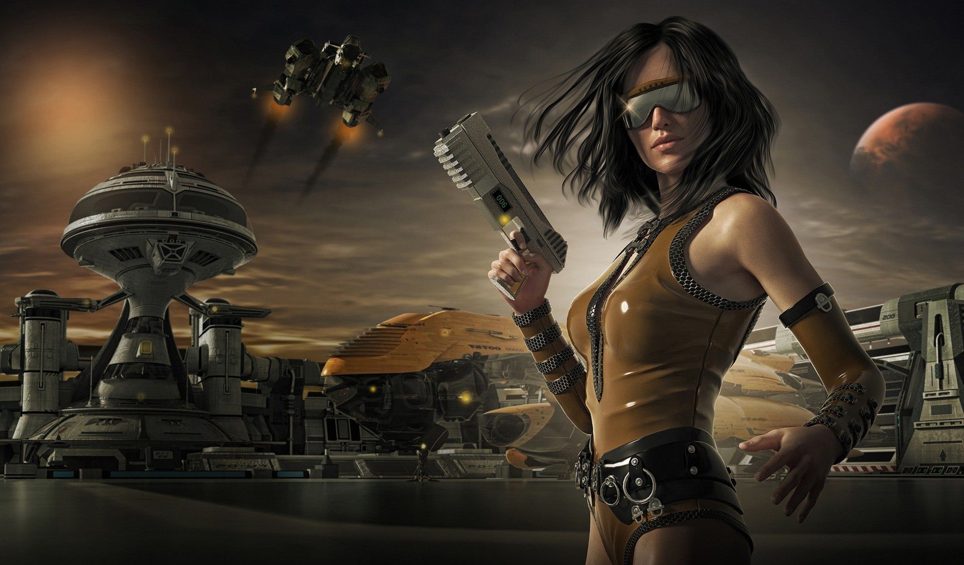 Scifi Sunglasses Woman Warrior With Guns, HD Fantasy Girls, 4k