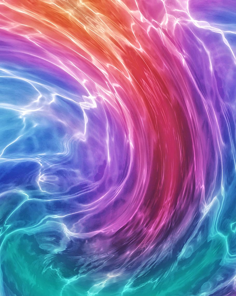 rainbow colors, liquid, wave, water, colored, colorful, abstract, background, flow, reflection