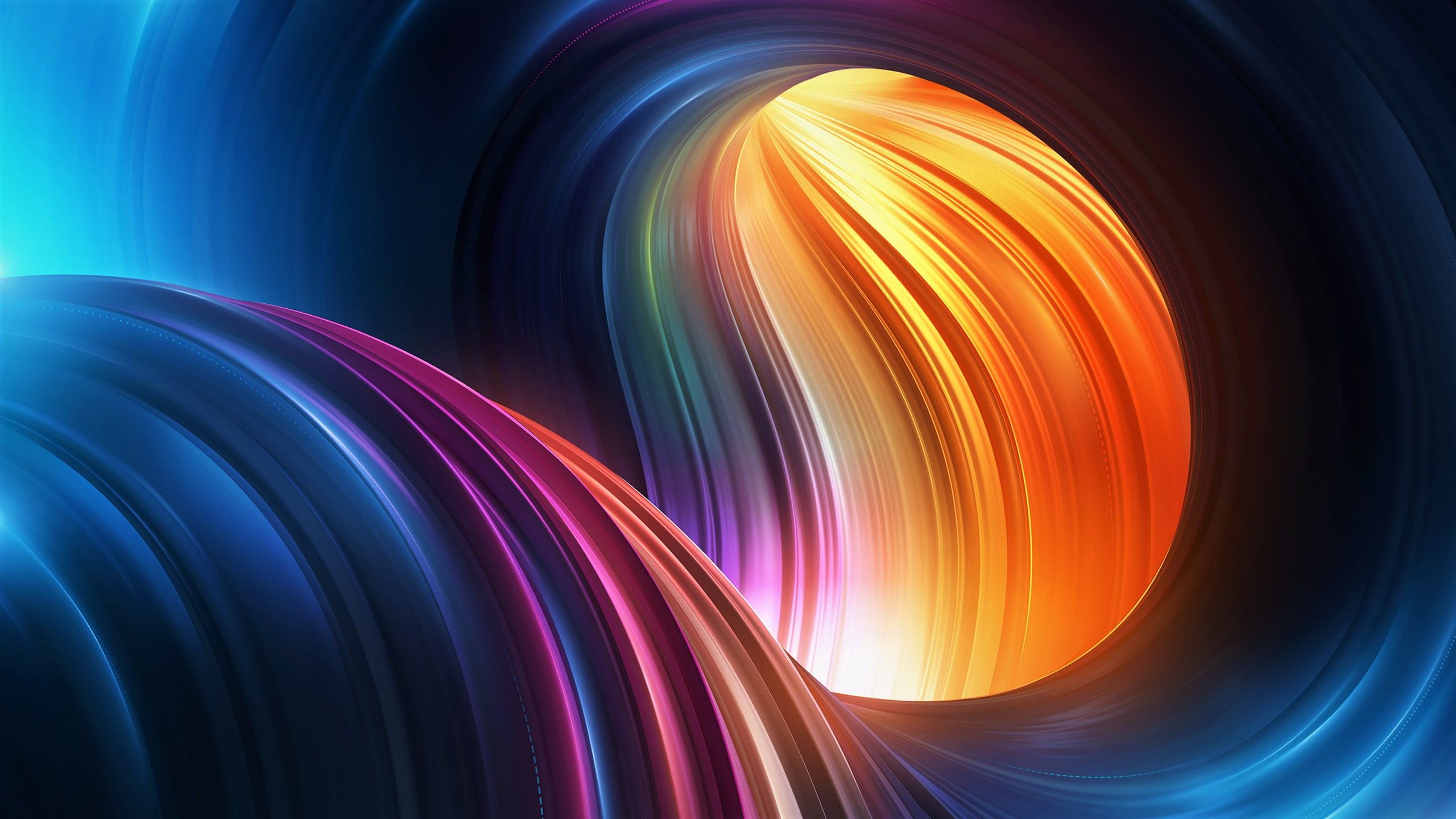 Abstract Wallpaper • Red and multicolored curve wave digital