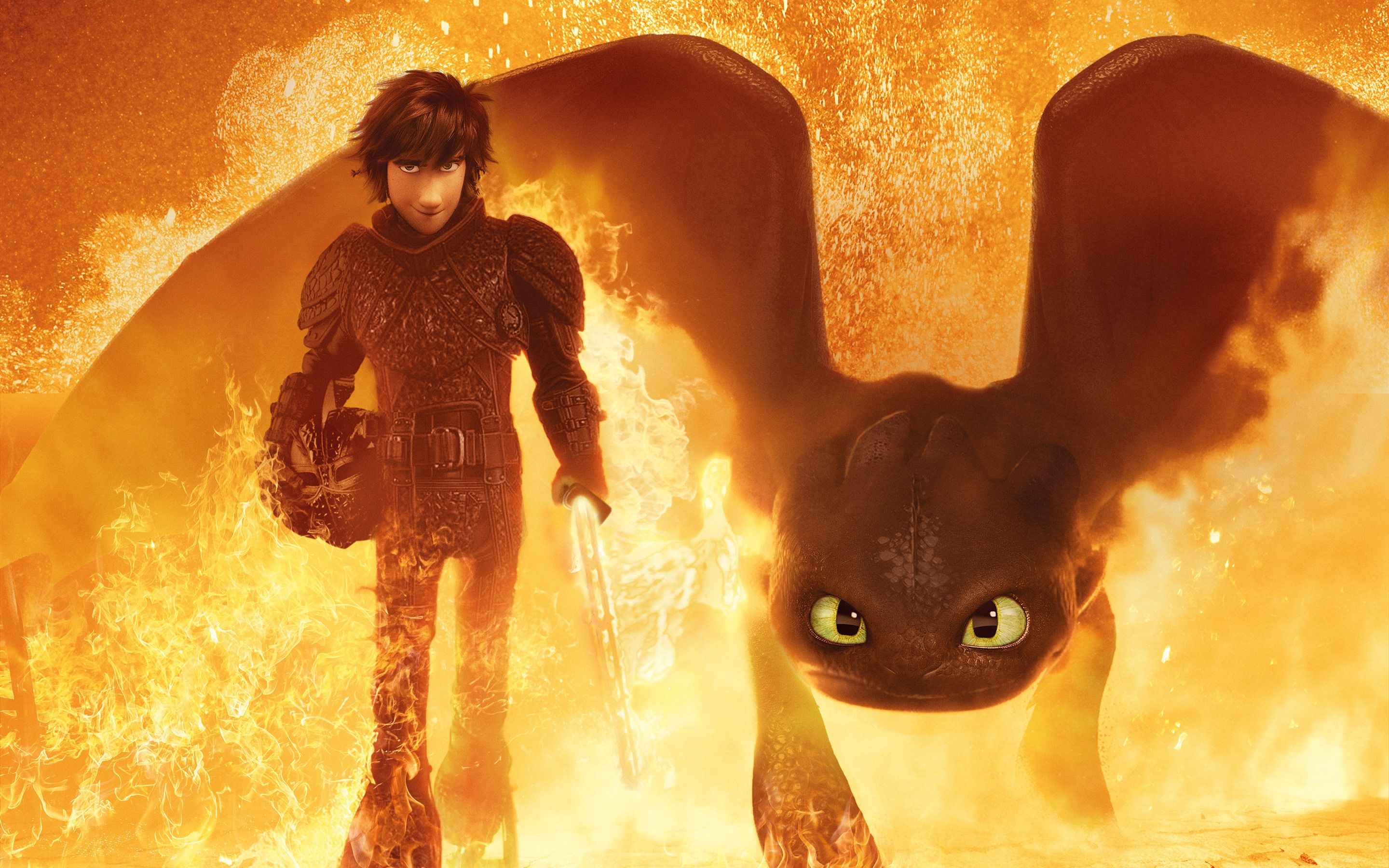 Wallpaper How to Train Your Dragon fire, sword 3840x2160 UHD 4K