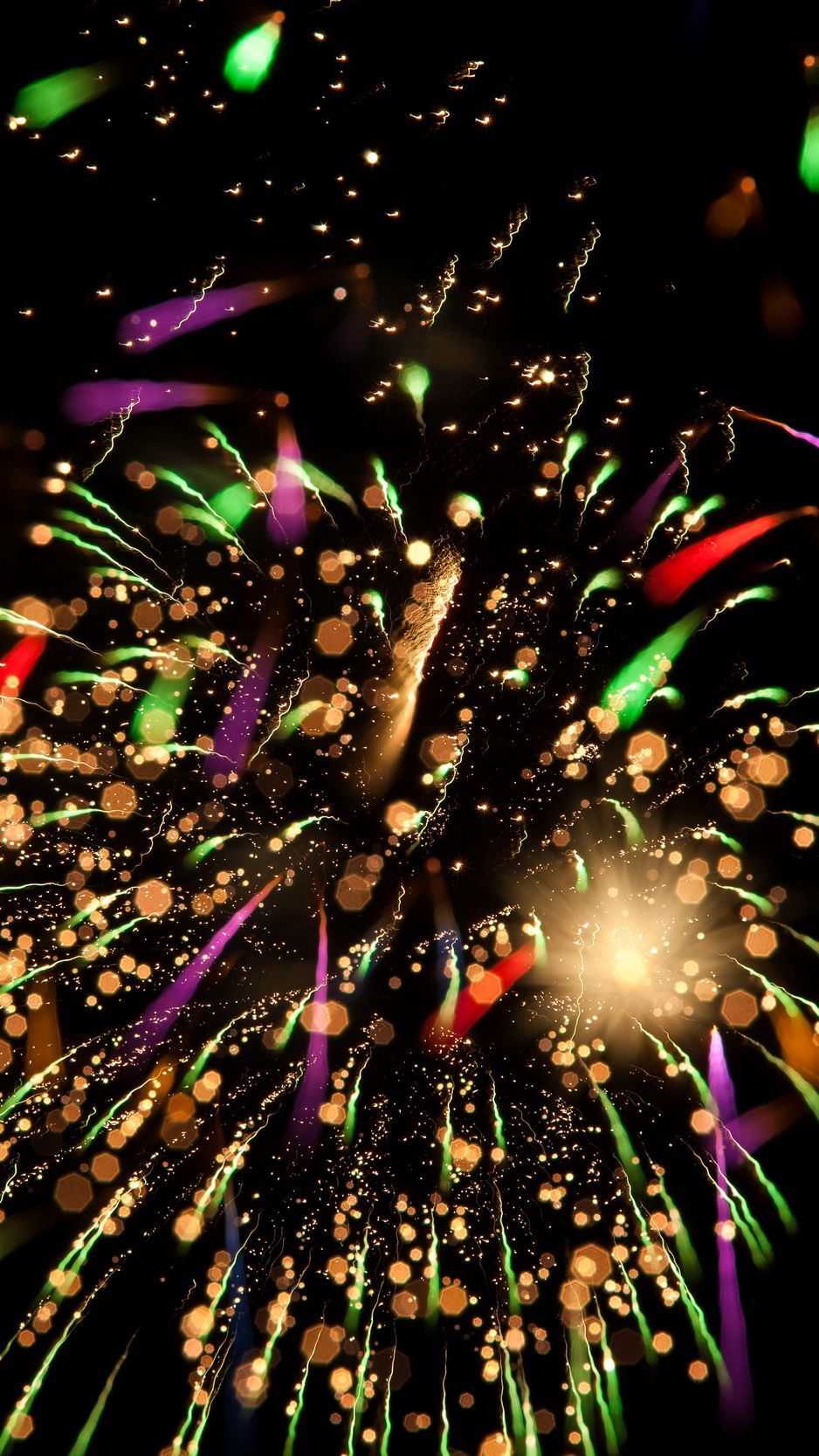 Download wallpaper 938x1668 fireworks, sparks, colorful, shine