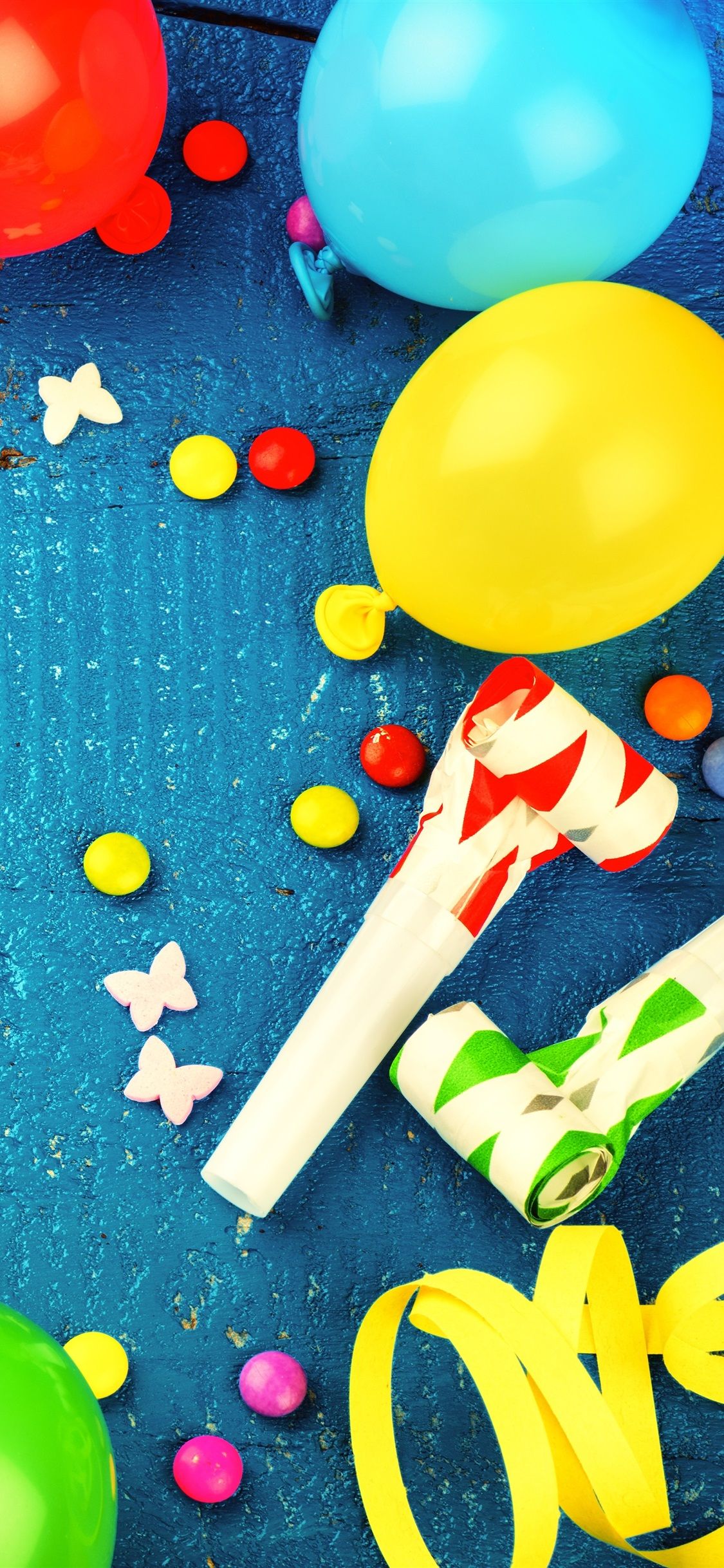 Wallpaper Colorful balloons, decoration, ribbon, candy, holiday