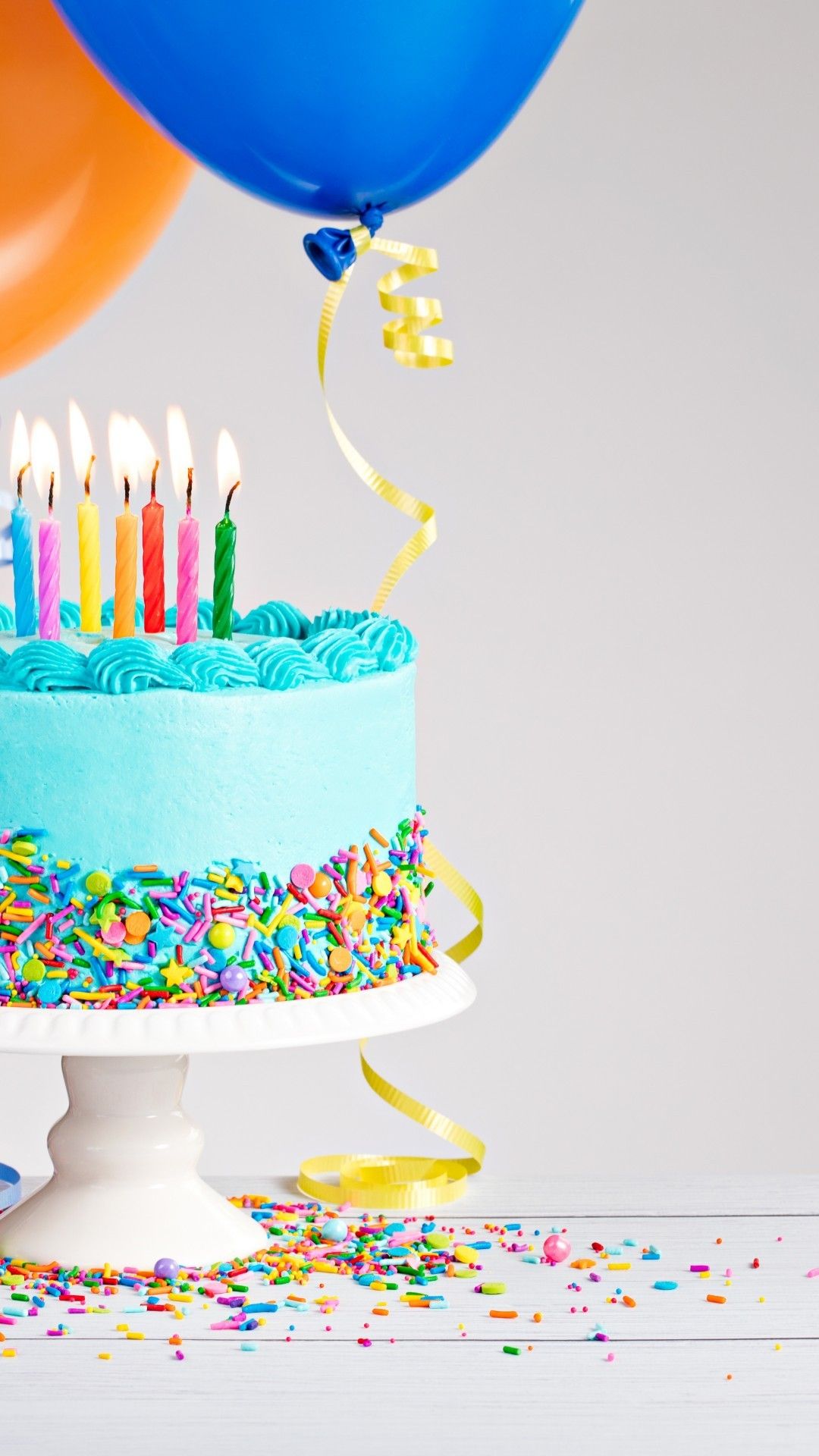 Download 1080x1920 Birthday Cake, Balloons, Celebration, Candy