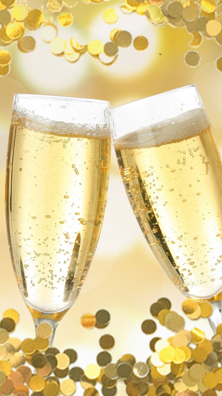 Download 750x1334 wallpaper champagne glasses, new year