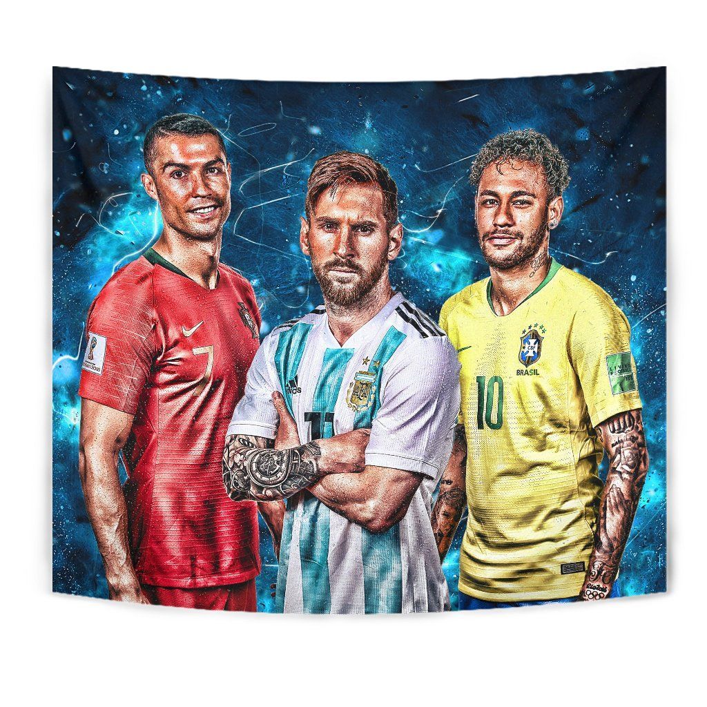 Top Three Soccer Stars Ronaldo Messi Neymar Tapestry. Messi and ronaldo, Messi and neymar, Cristiano ronaldo and messi