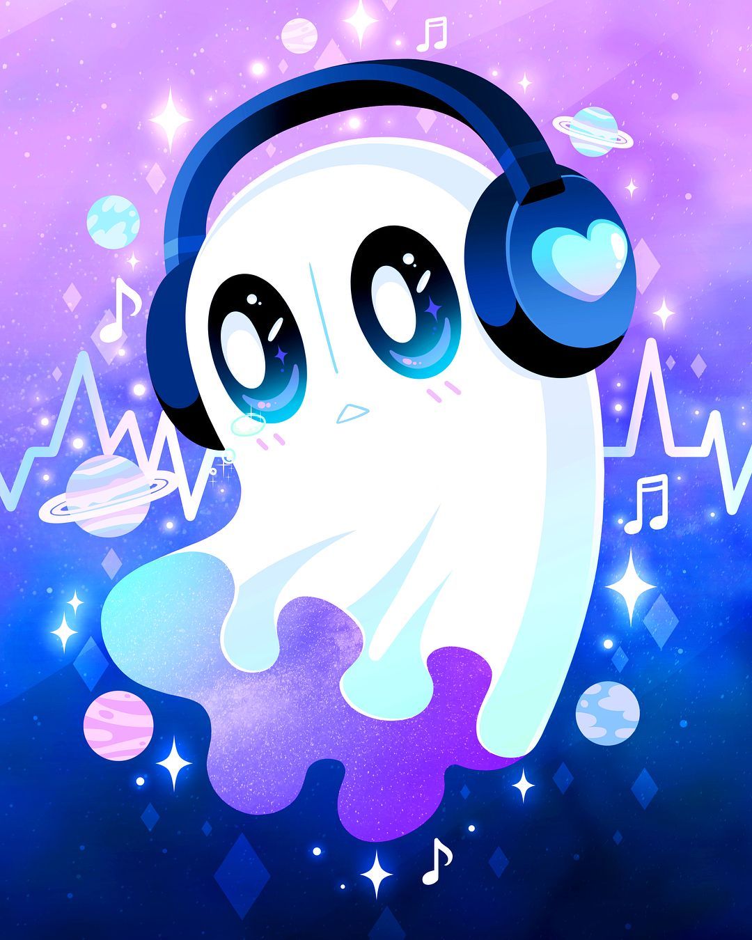 I made a wallpaper for Napstablook, hope you guys like it! : r