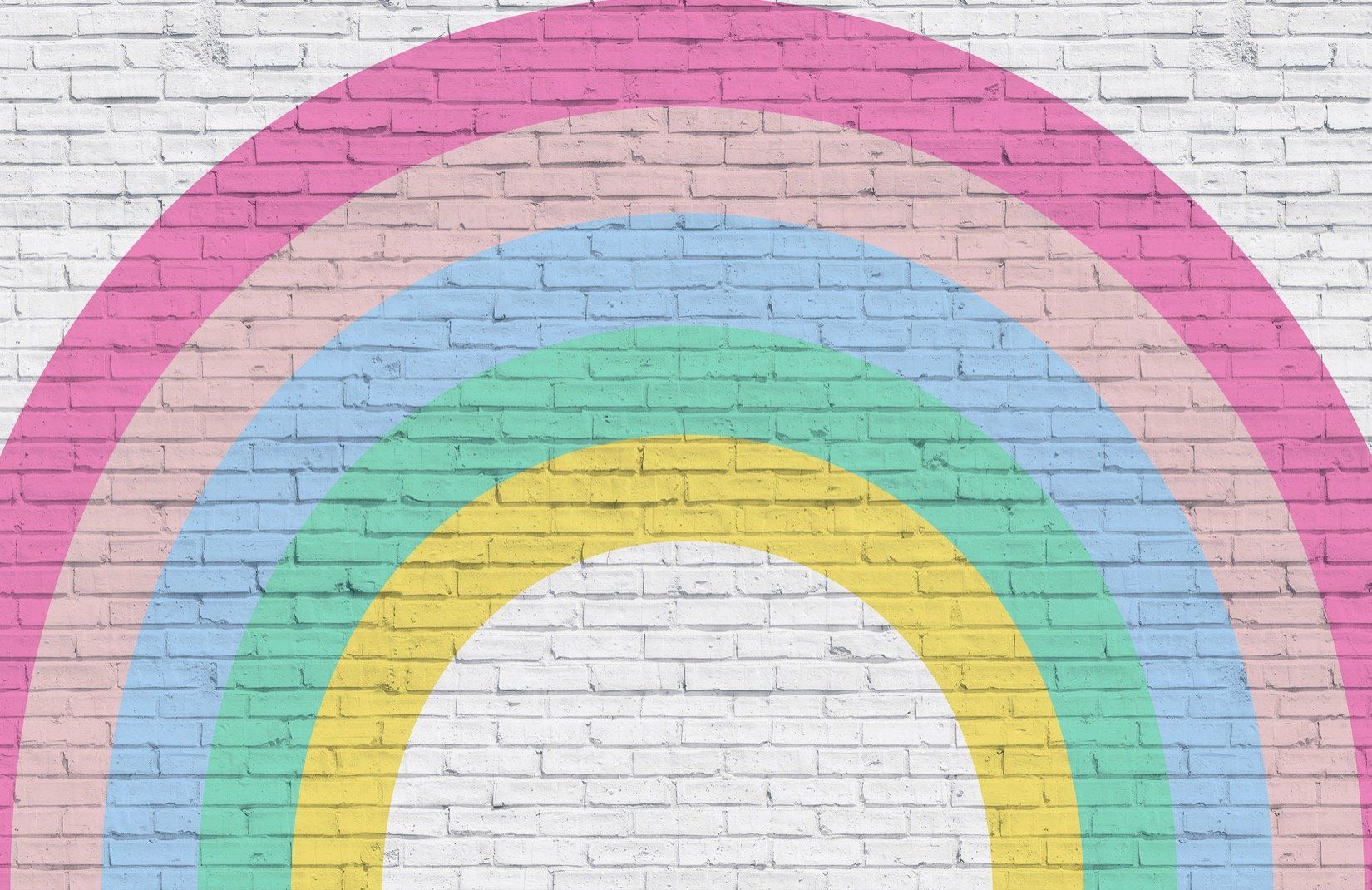 Cute Rainbow Brick Colourful Nursery Wallpaper Mural. Murals