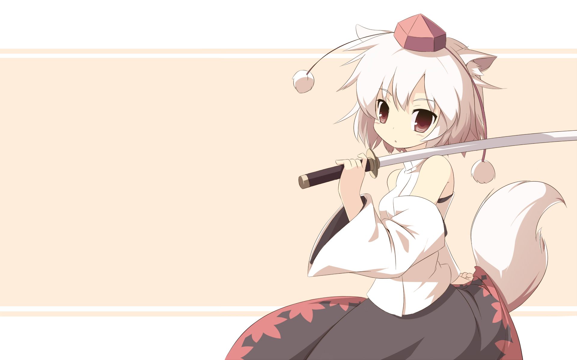 animal ears hat inubashiri momiji japanese clothes katana machily