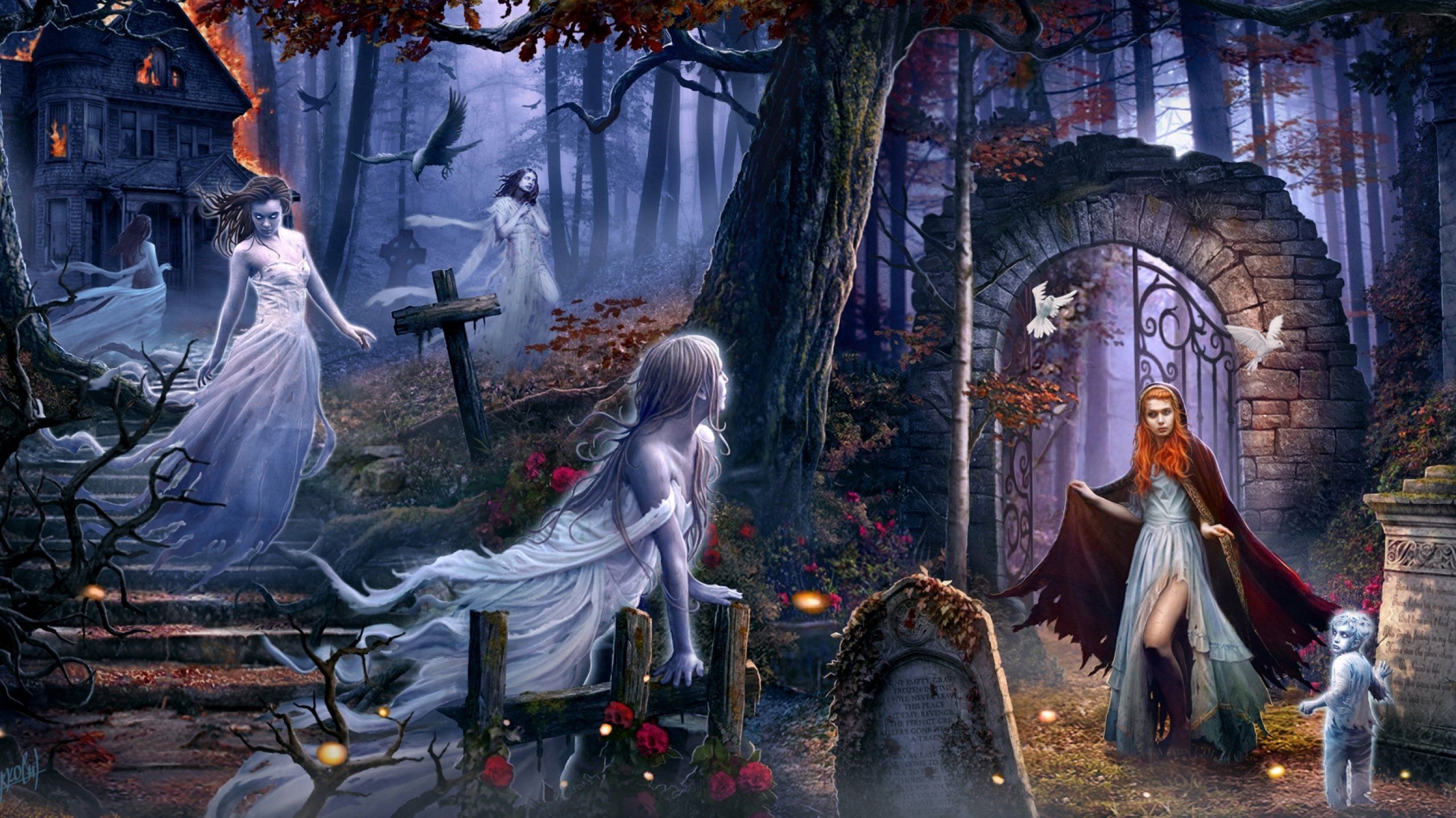 Dark ghost fantasy art artwork horror spooky creepy halloween