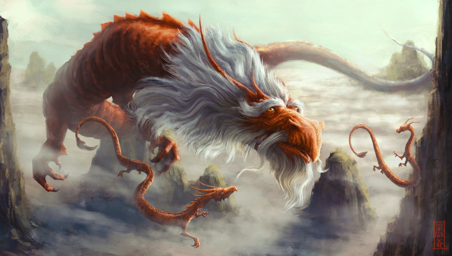 Fantasy Art Old Dragon In A Chinese (1920×1090). Old
