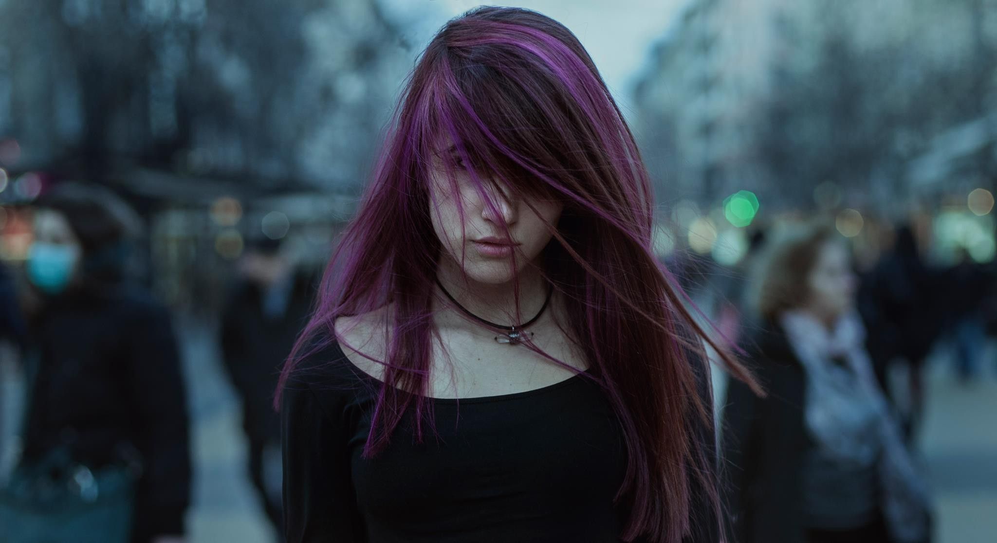 Purple Hairs Girl, HD Girls, 4k Wallpaper, Image, Background, Photo and Picture