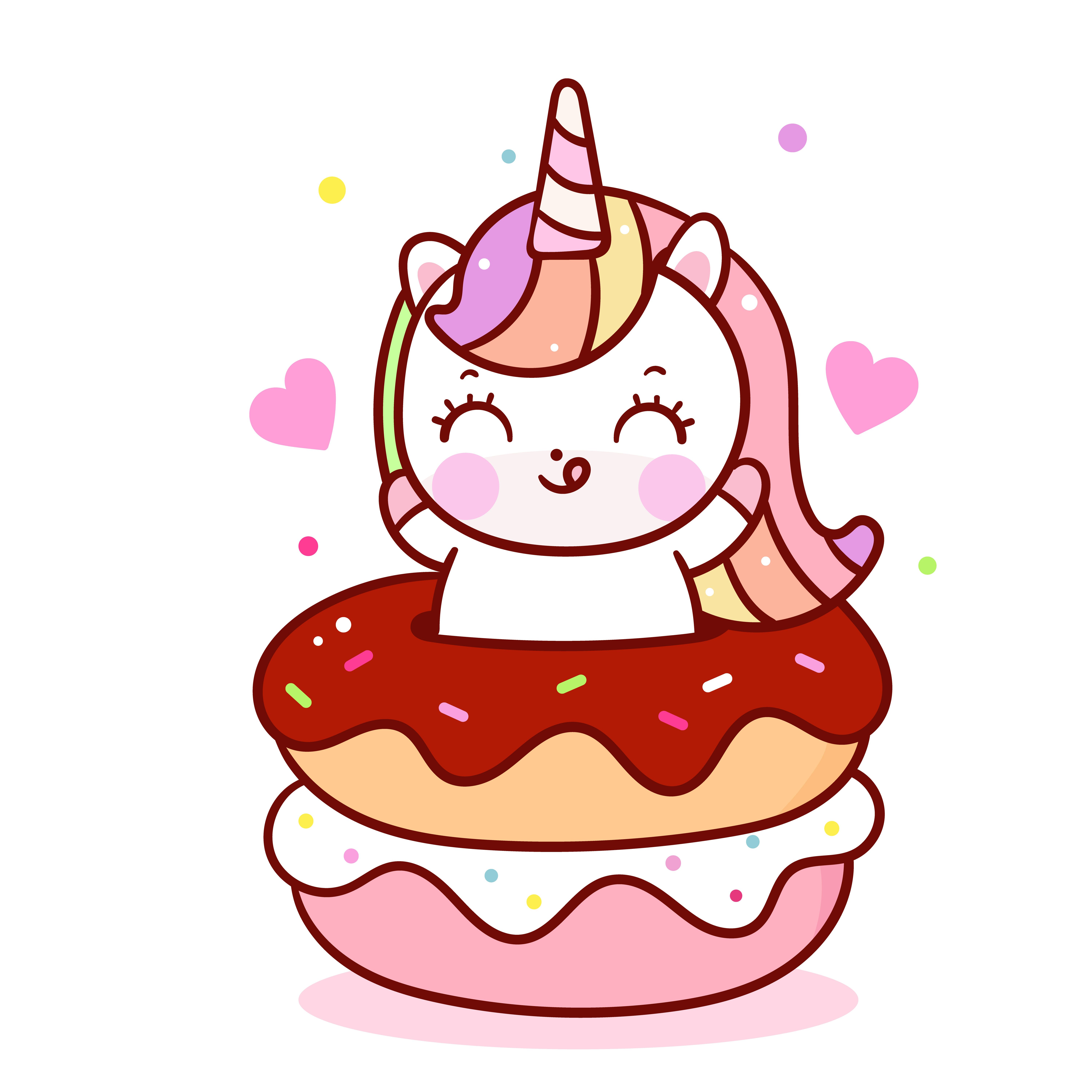 Cute Unicorn donut sweet cupcake .vecteezy.com