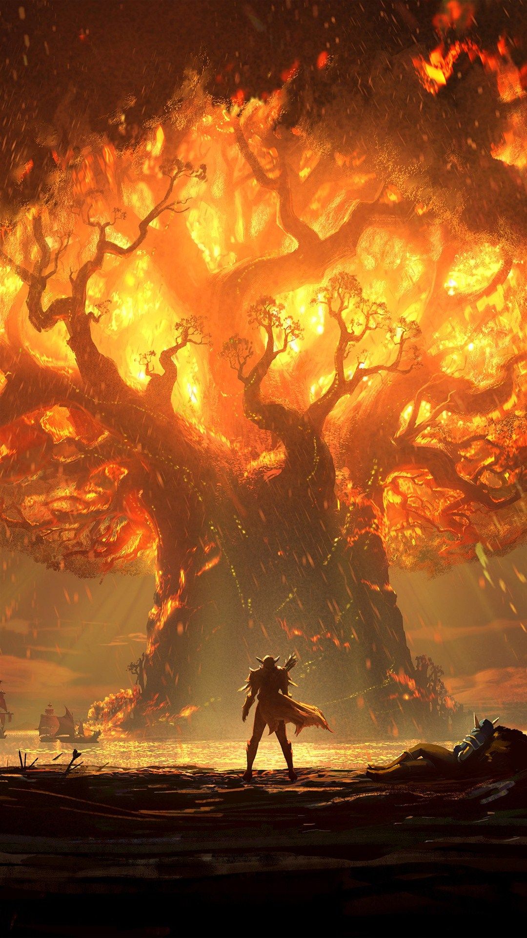 The burning tree of life iPhone 8 Wallpaper Free Download