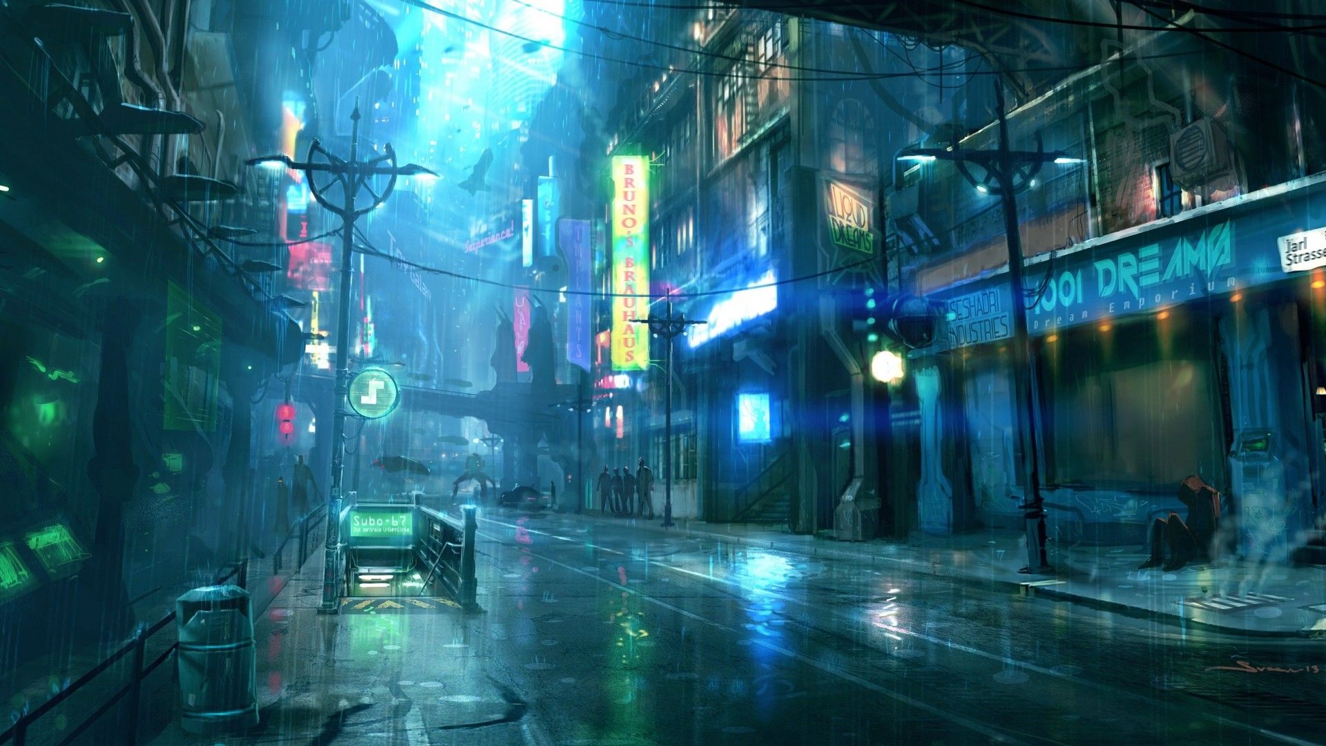 Sci Fi City At Night 1920 × 1080