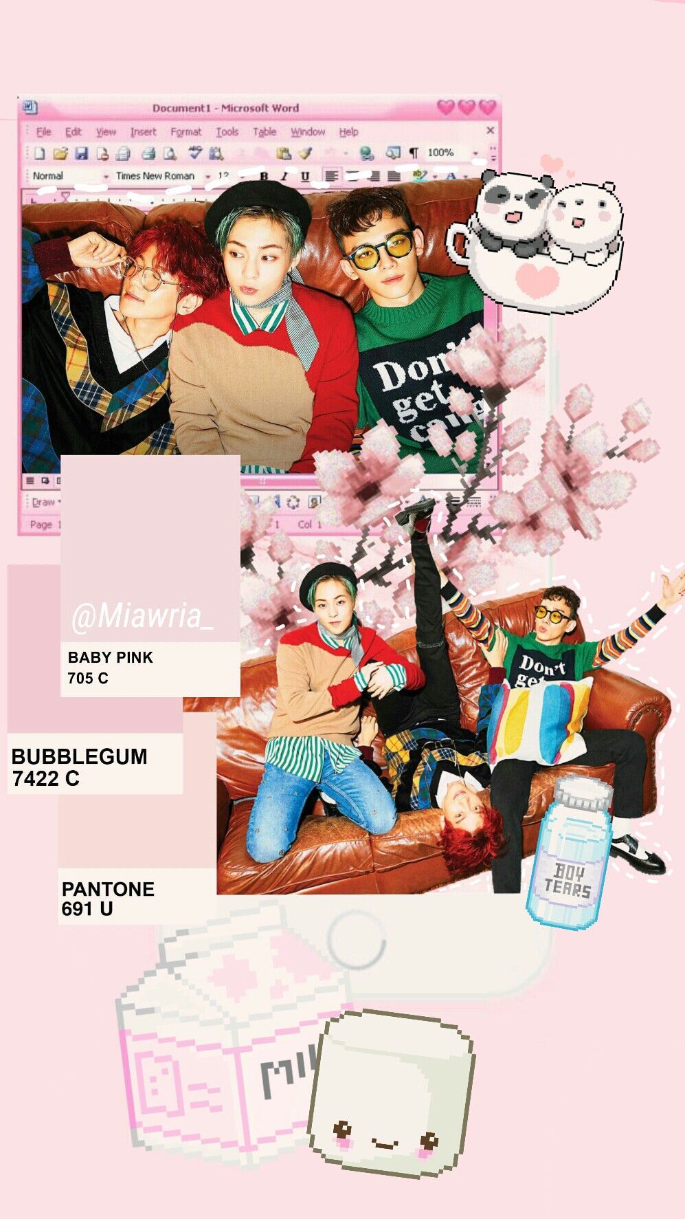 Kim JongDae Byun BaekHyun Kim MinSeok EXO CBX Wallpaper · Pink Aesthetic