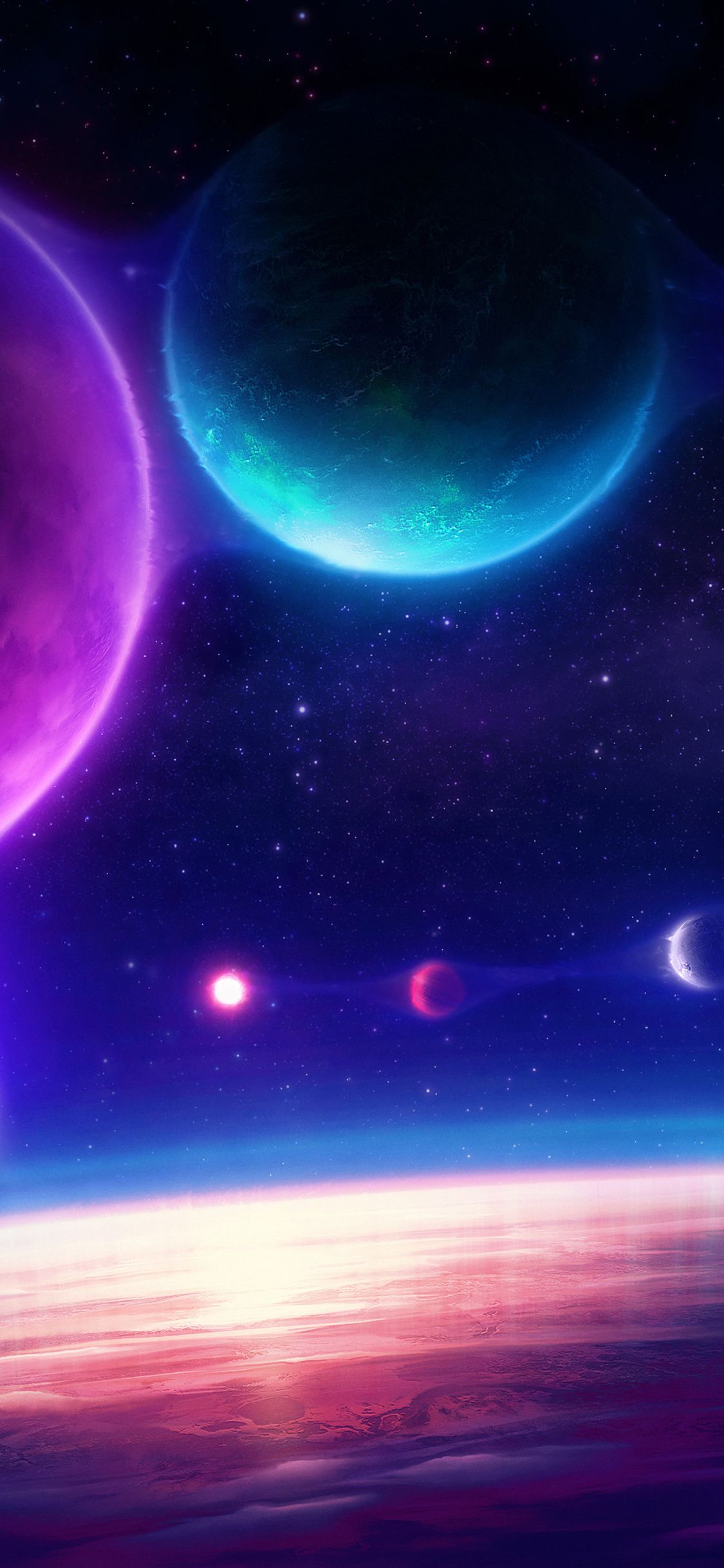 Colorful Planets Chill Scifi Pink 4k iPhone XS, iPhone 10