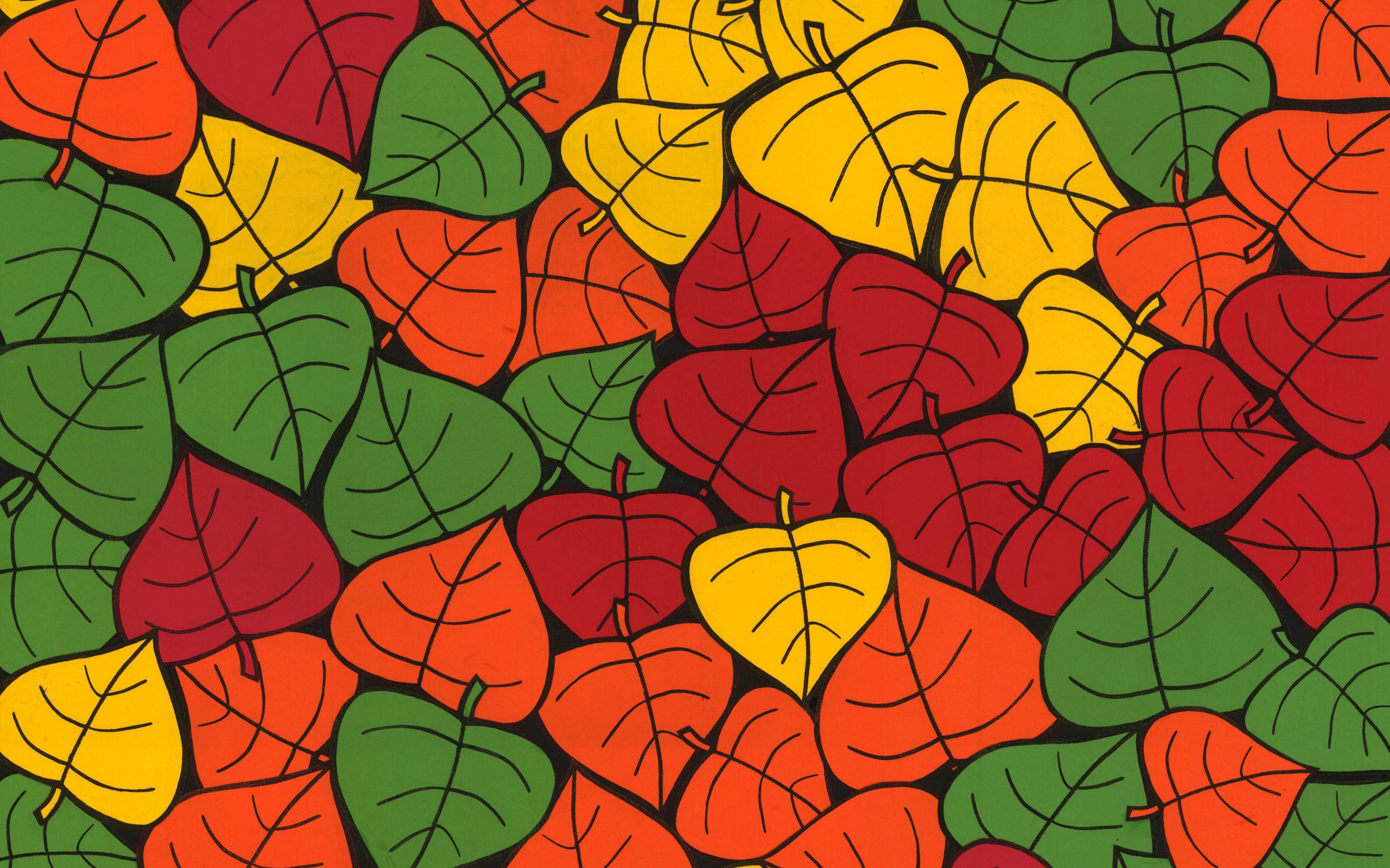 Download wallpaper 3840x2400 leaves, art, colorful, autumn