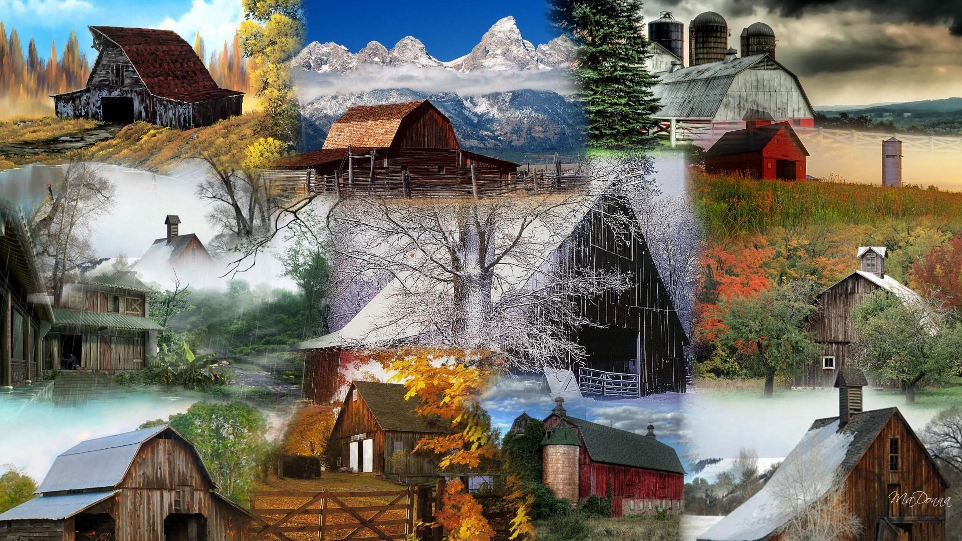 Barn Collage HD desktop wallpaper, Widescreen, High Definition