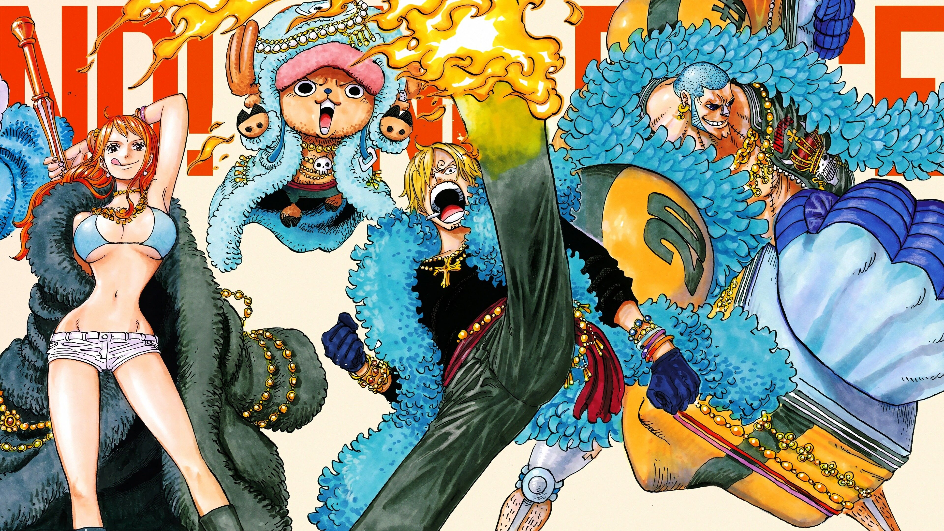 Nami, Chopper, Sanji, Franky, One Piece, 4K wallpaper