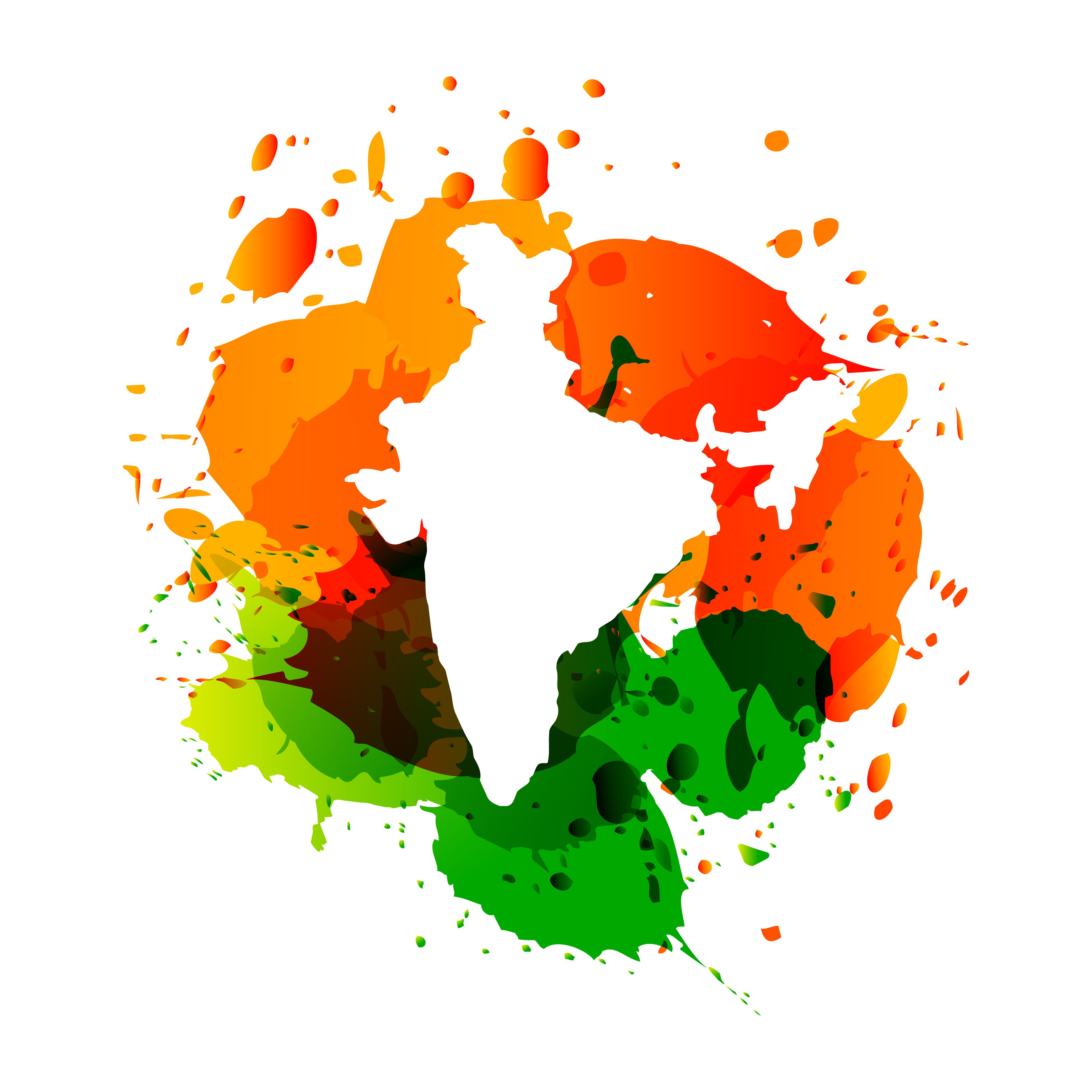 vector map of india with colorful ink splashes Free