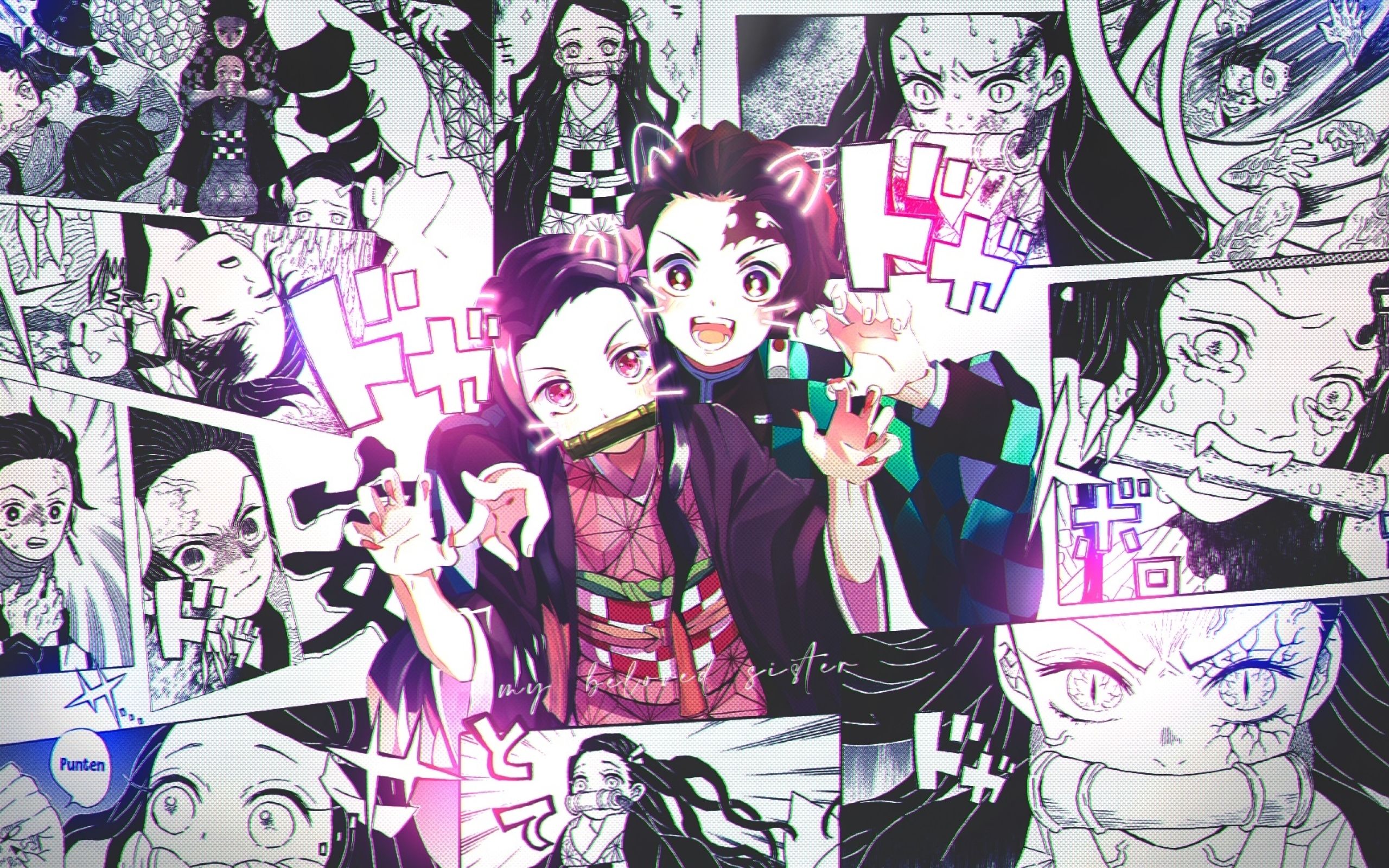 Nezuko and Tanjirou Manga 2560x1600 Resolution Wallpaper