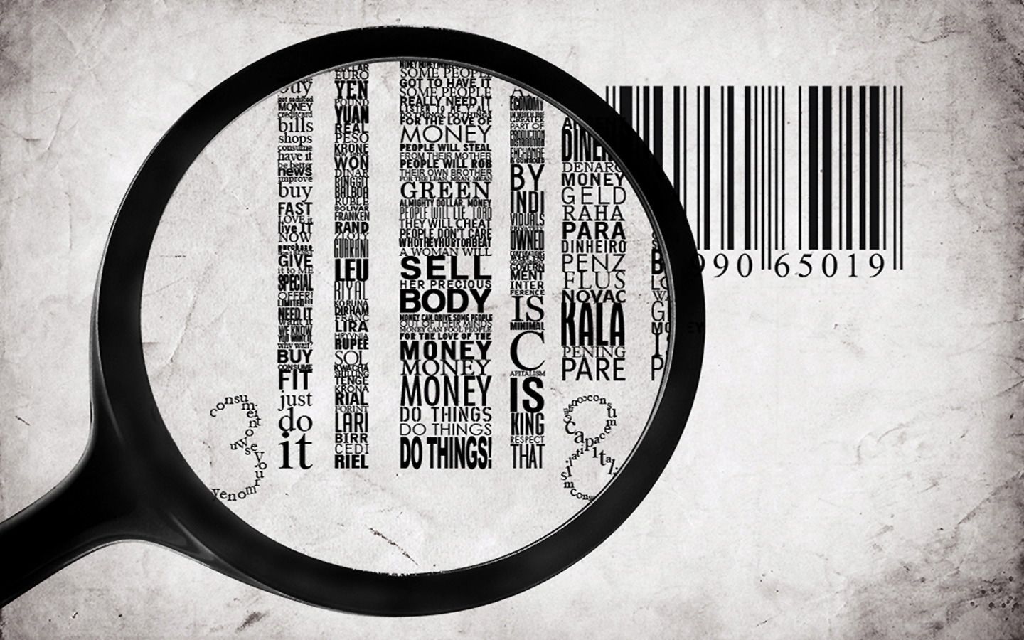 Typography numbers barcode facts magnifying glass wallpaper