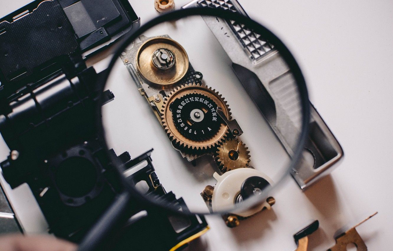 Wallpaper Macro, The camera, Mechanism, Gear, Magnifying glass