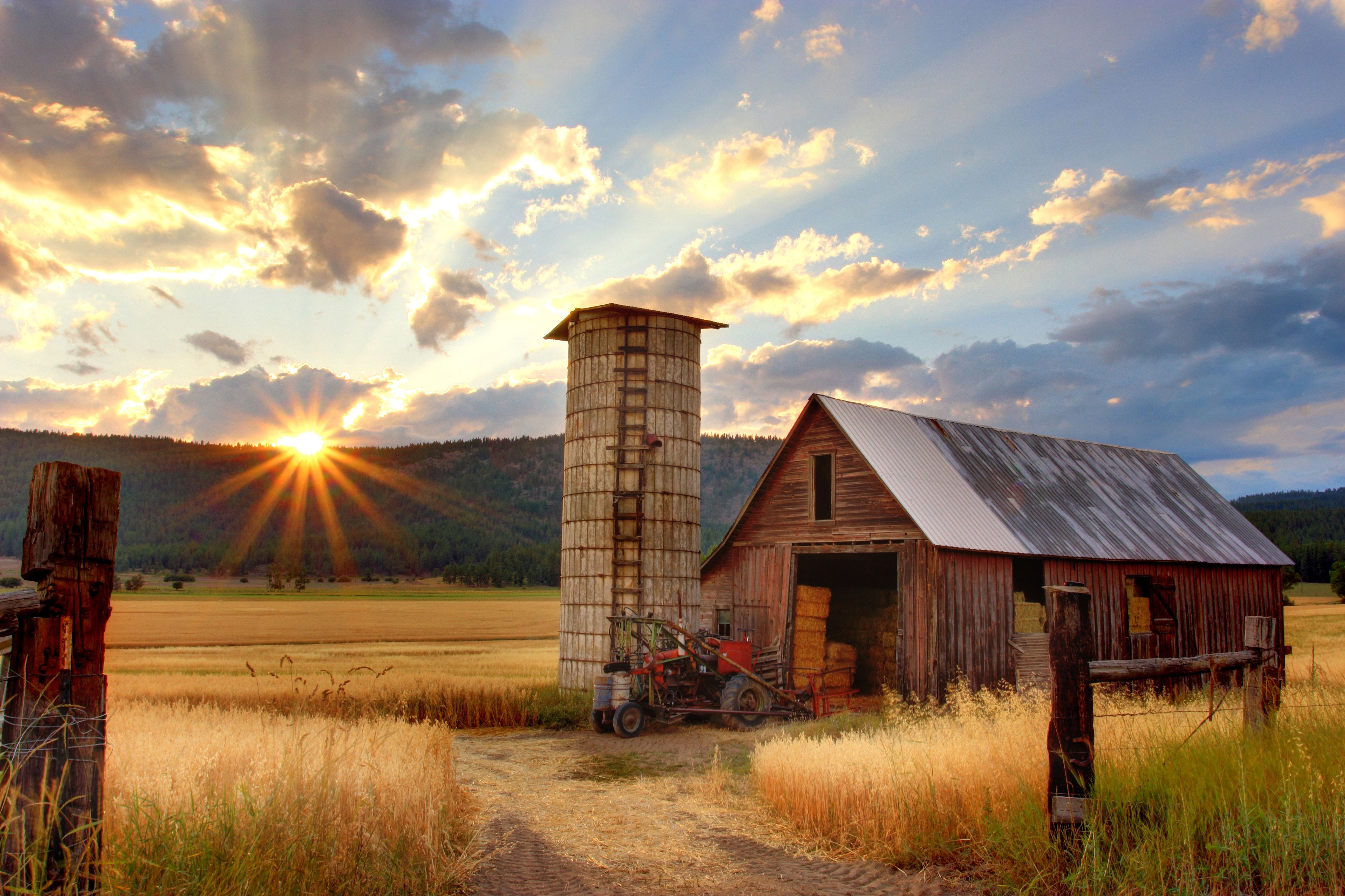 5182x3453 #fence, #field, #sunstar, #farming, #rural