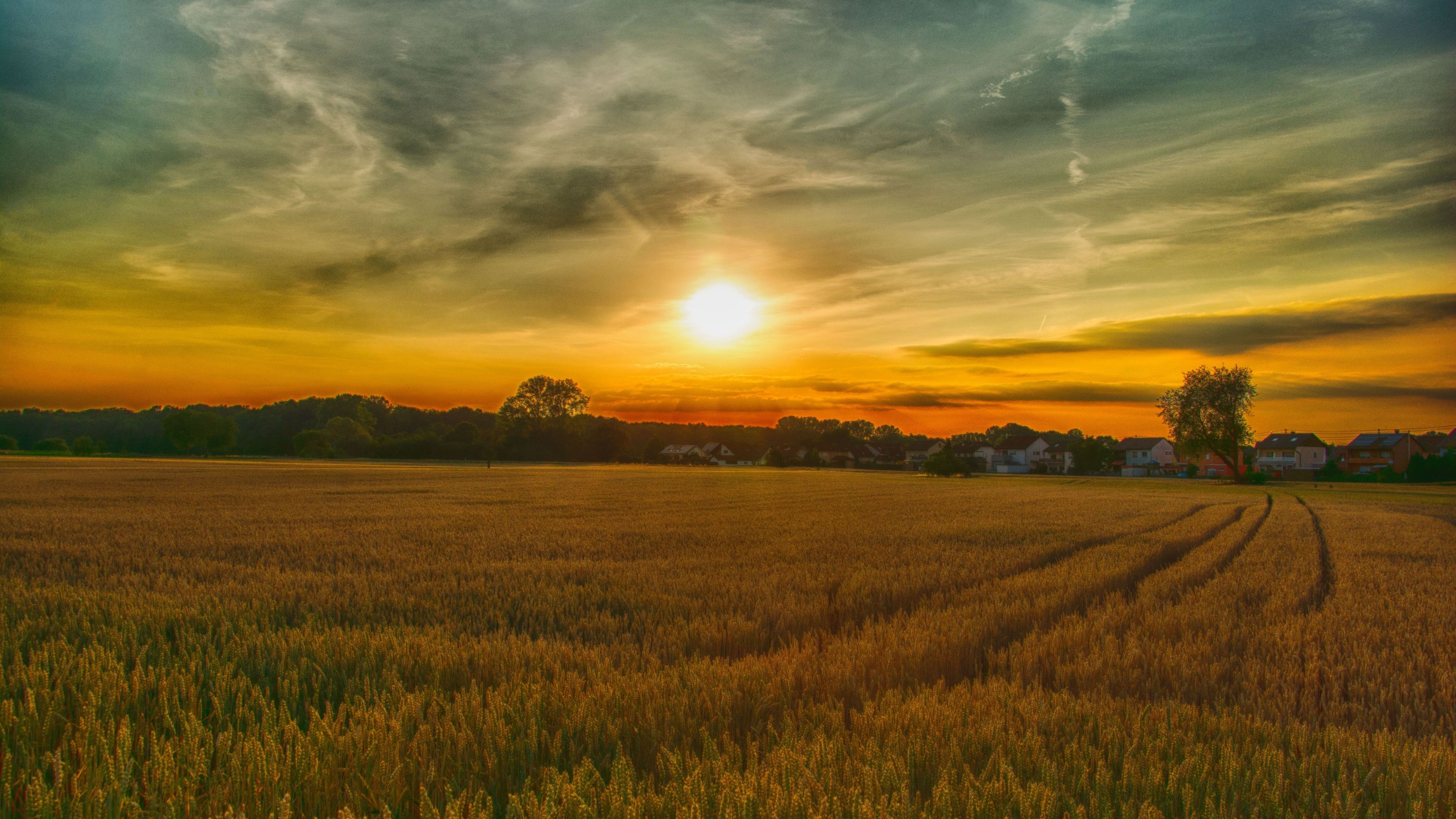 Download 3840x2160 wallpaper summer, sunset, farm, landscape