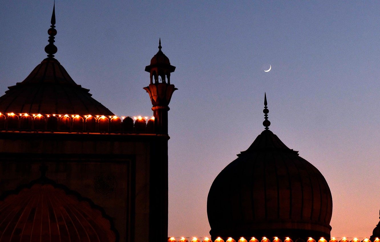 Wallpaper the moon, India, Crescent, Delhi, The Delhi mosque image for desktop, section город