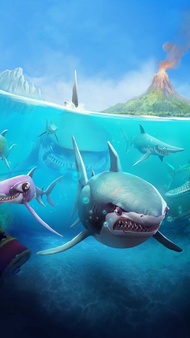 Wallpaper Hungry Shark World, iOS, Android, shark, Games