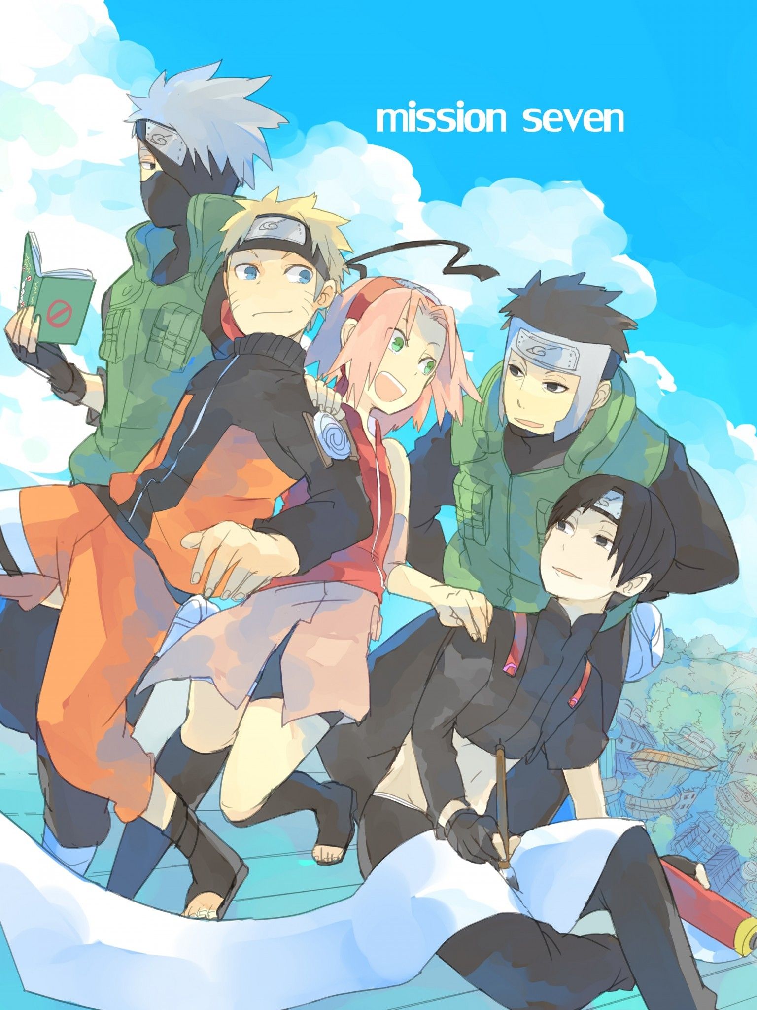 Download 1536x2048 Hataka Kakashi, Haruno Sakura, Uzumaki Naruto