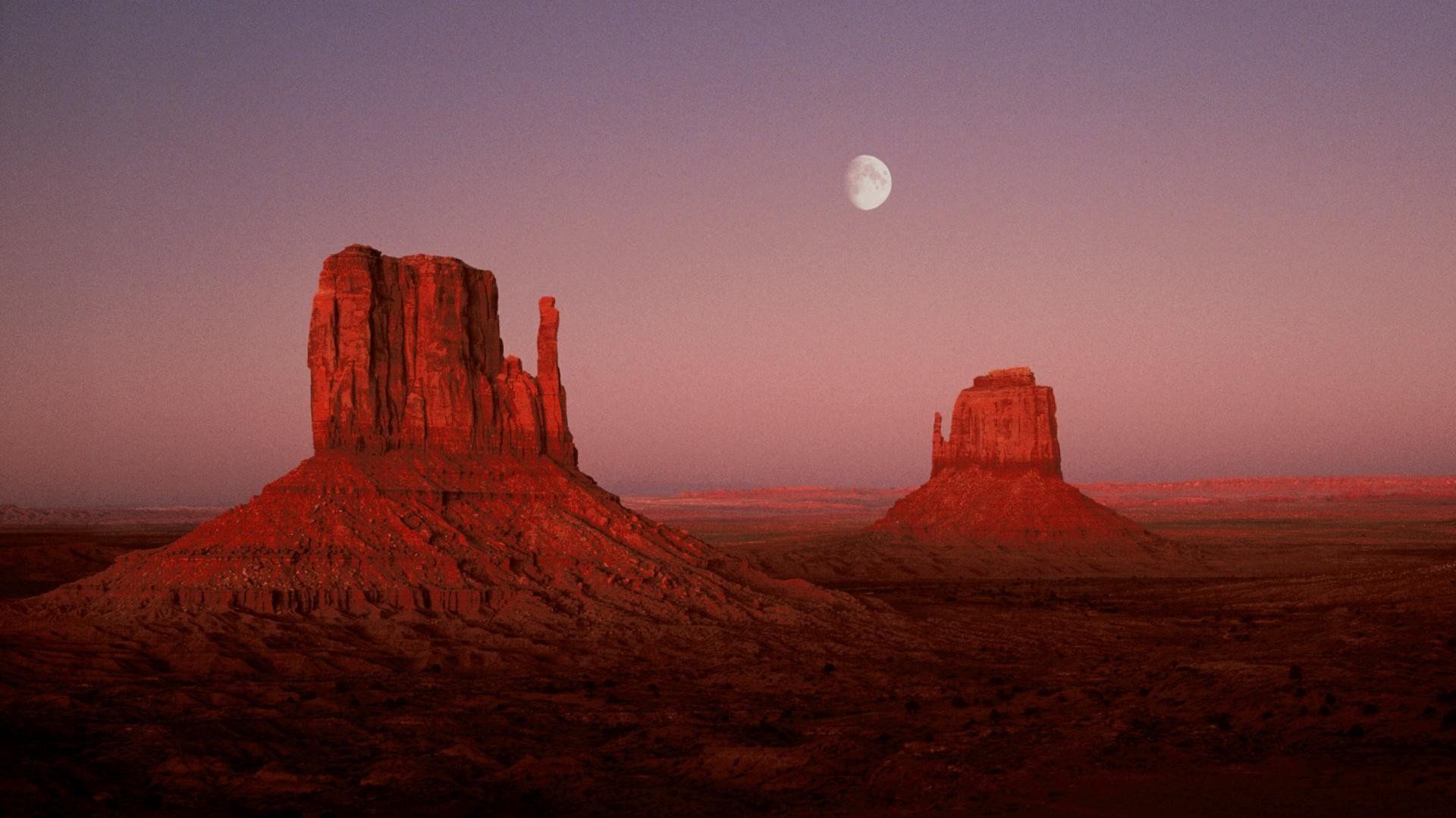 Deserts Utah Monument Valley Moonrise wallpaperx1080