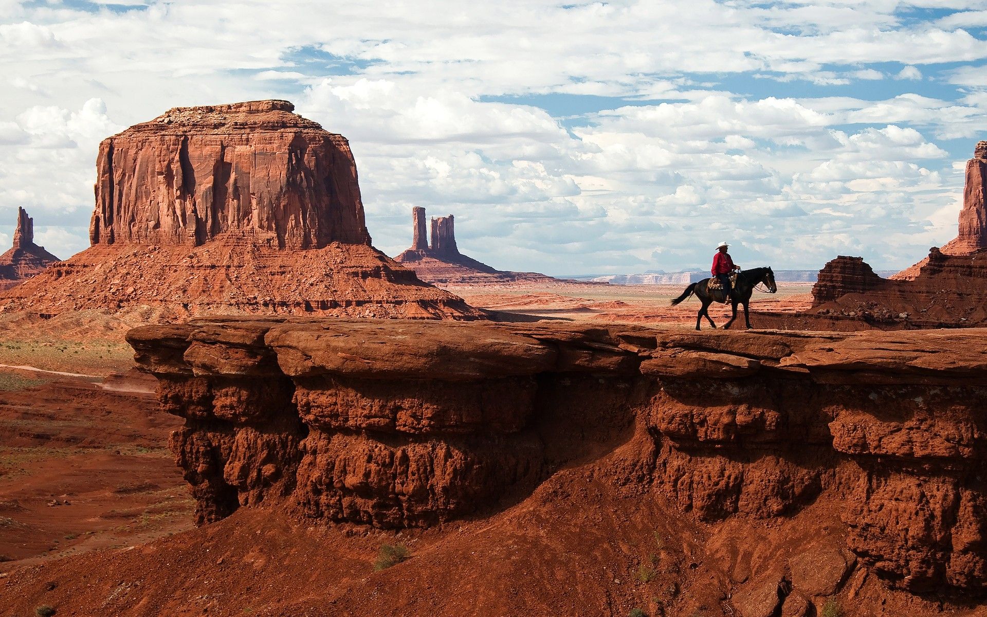 Clouds nature animals rocks horses Utah Monument Valley Navajo