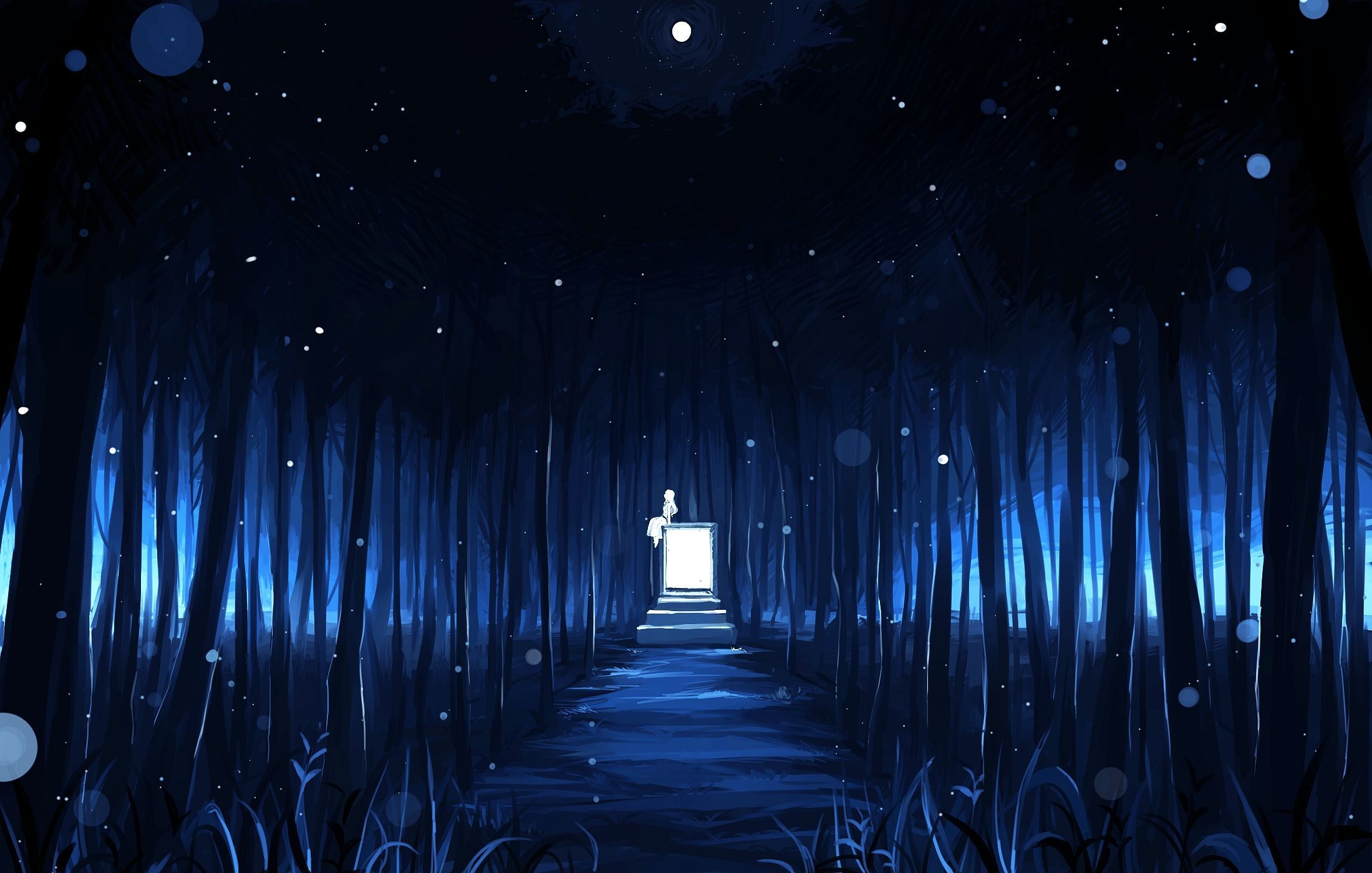 Dark blue anime wallpaper