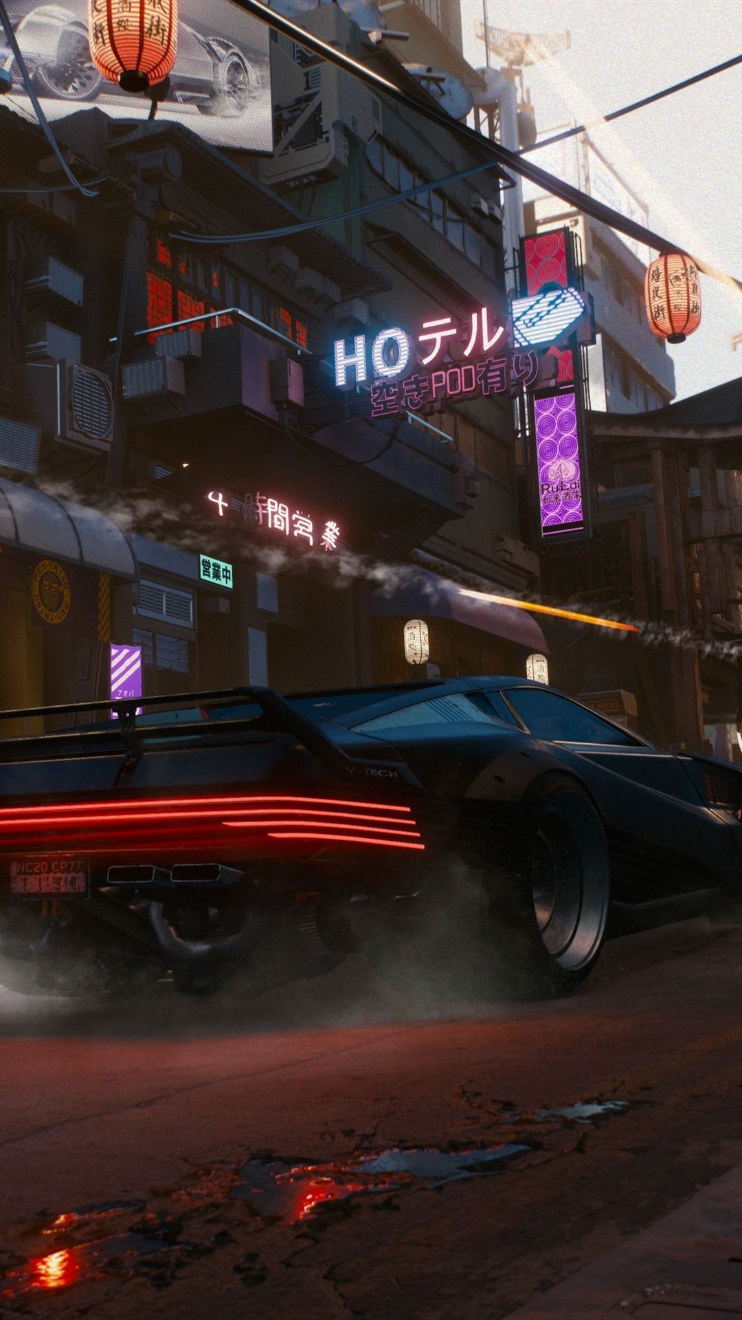 Cyberpunk 2077, supercar, speed, city, Japan 1080x1920 iPhone 8/7