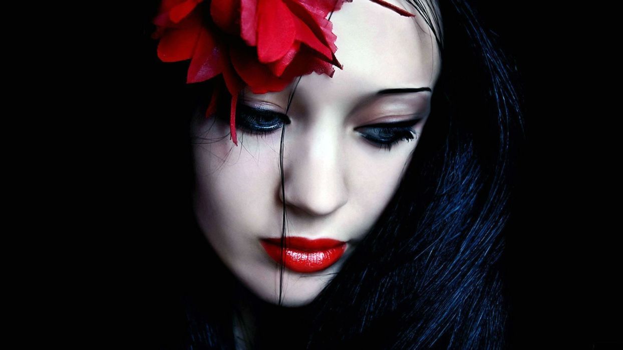 Women females girls gothic vampire face pale sad sorrow emotions