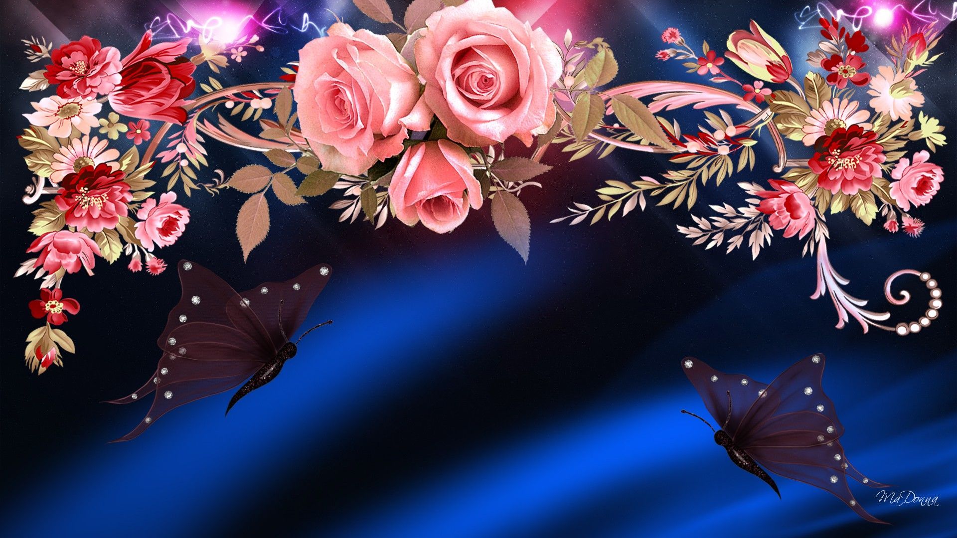 Unicorns Rainbows and Butterflies Background. HD Of Roses