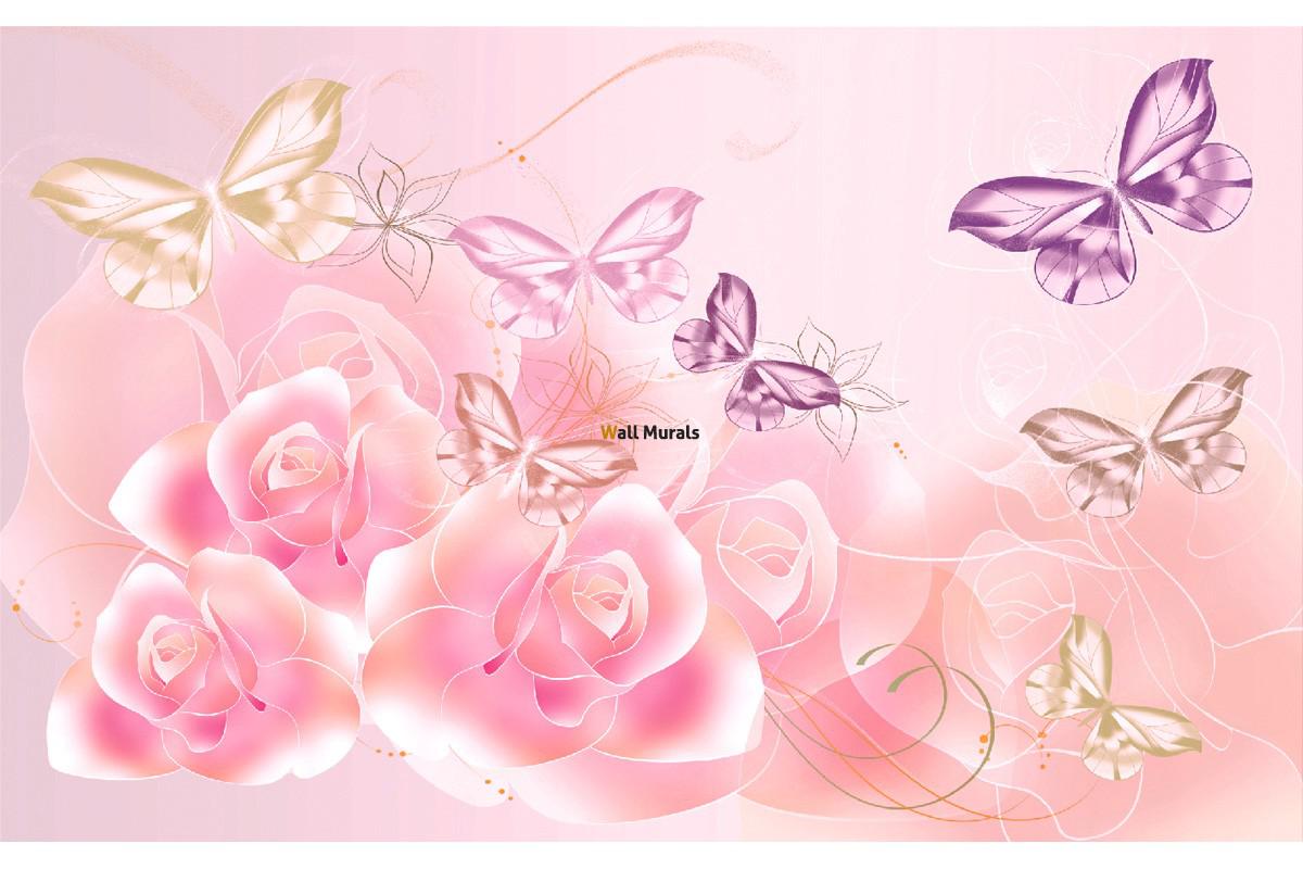 Butterflies and roses Wallpaper
