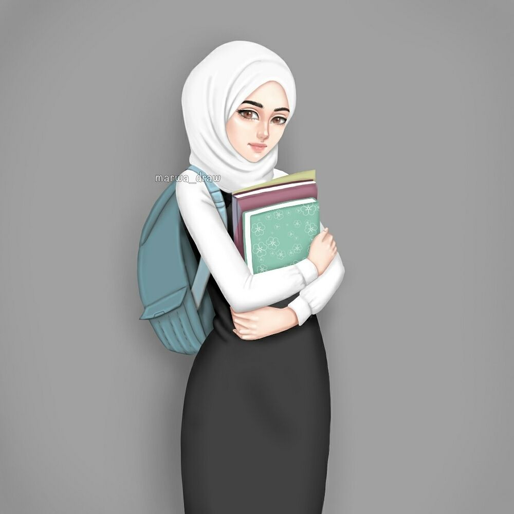 Hijab Girl Cartoon pic for FB Profile, Cute Muslimah Cartoon Picture ‌